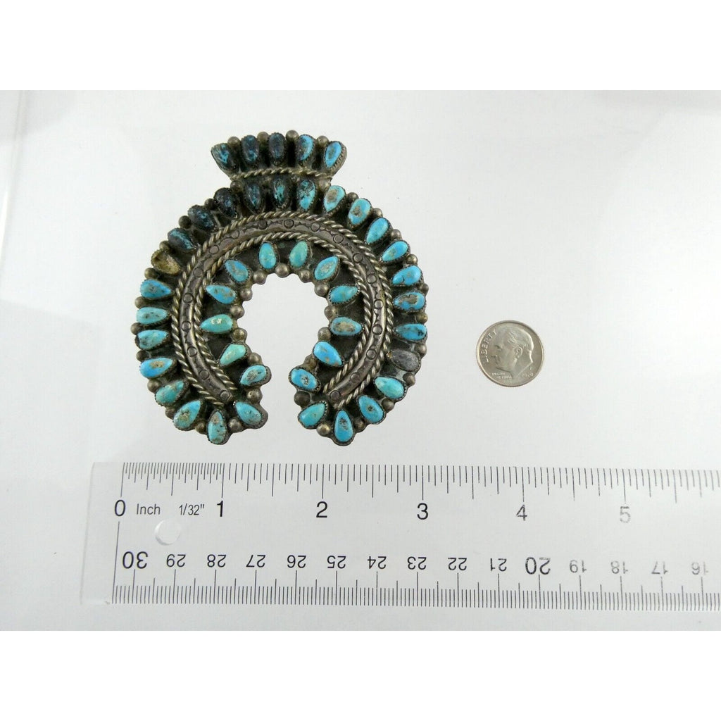 Southwestern NA Sterling Silver Turquoise Squash Blossom Pendant ONLY - AS IS