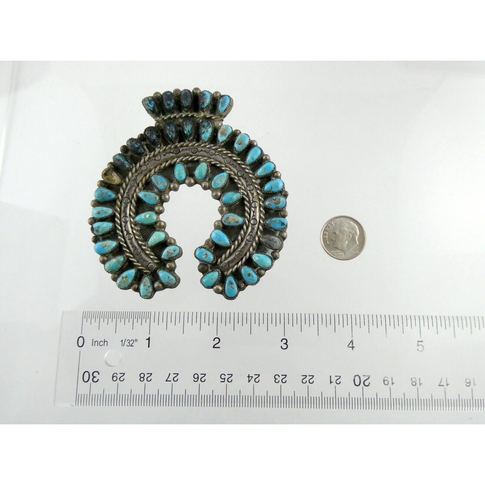 Southwestern NA Sterling Silver Turquoise Squash Blossom Pendant ONLY - AS IS