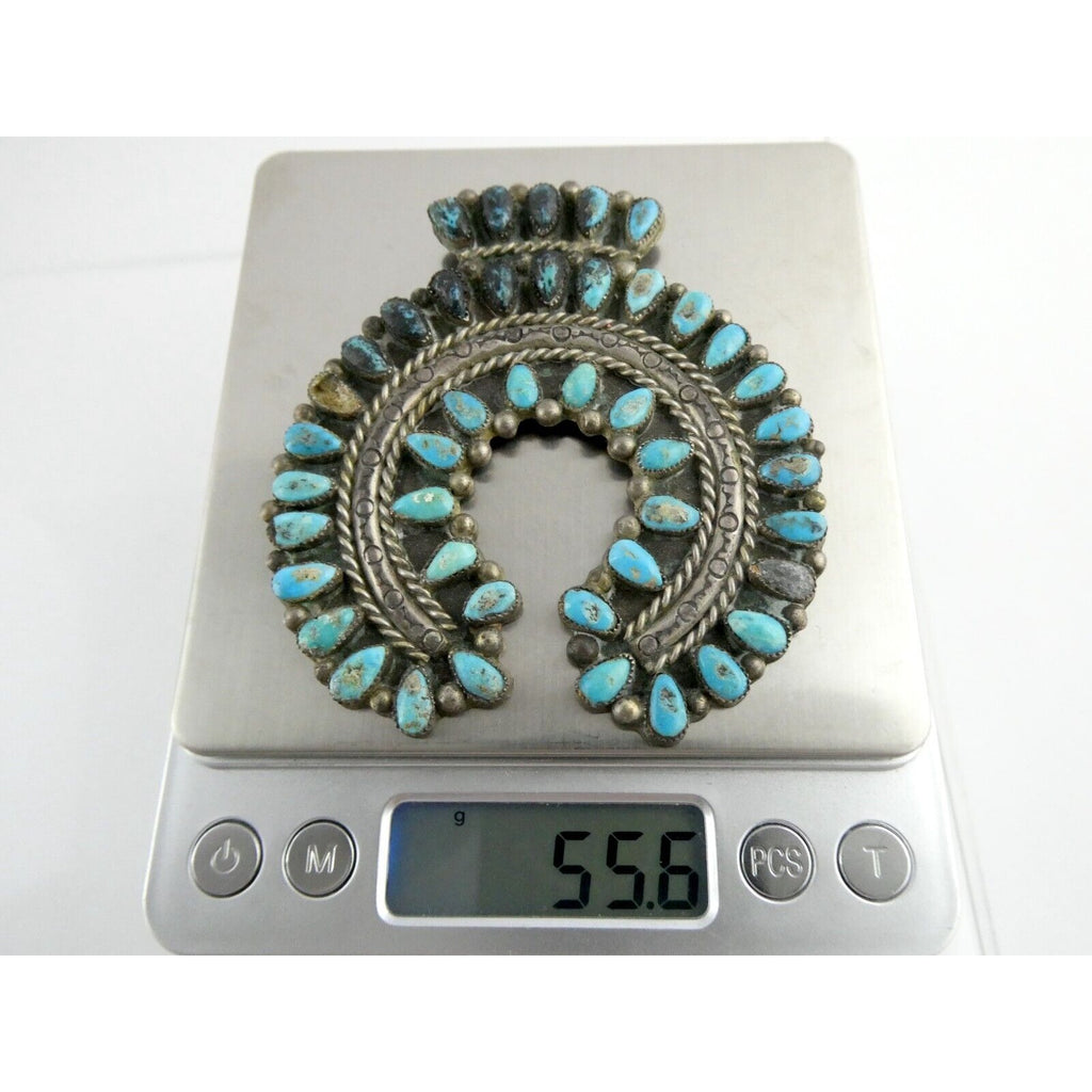 Southwestern NA Sterling Silver Turquoise Squash Blossom Pendant ONLY - AS IS