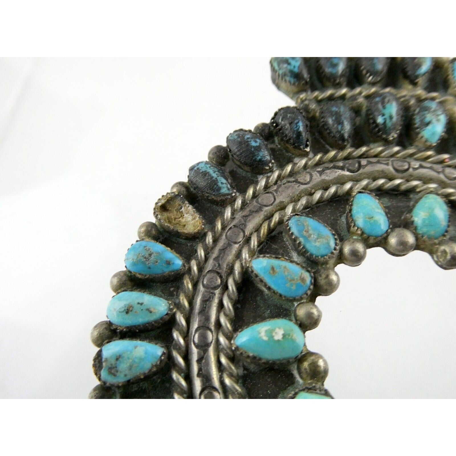 Southwestern NA Sterling Silver Turquoise Squash Blossom Pendant ONLY - AS IS