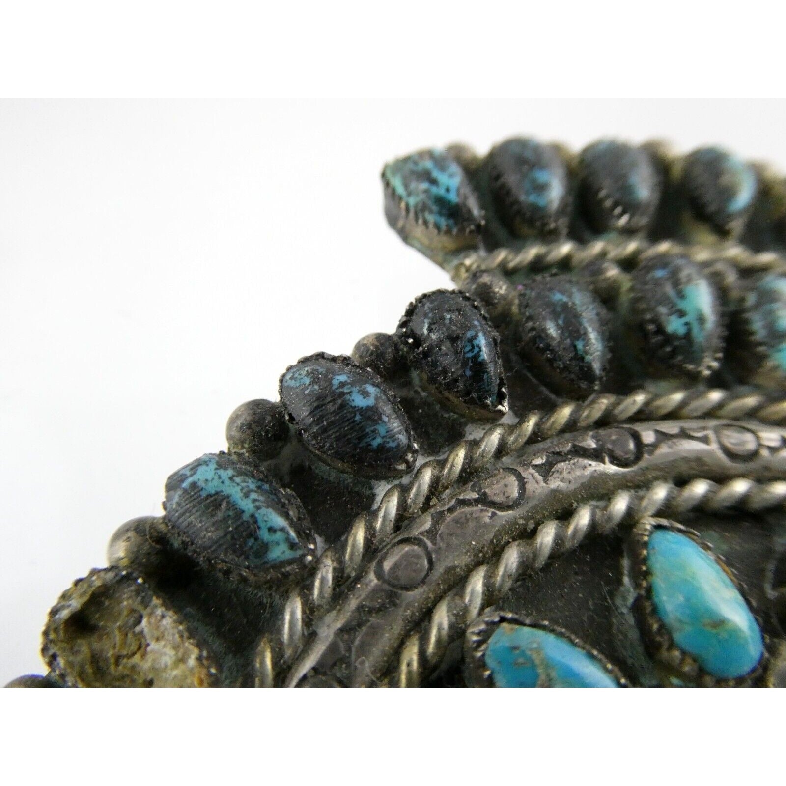 Southwestern NA Sterling Silver Turquoise Squash Blossom Pendant ONLY - AS IS