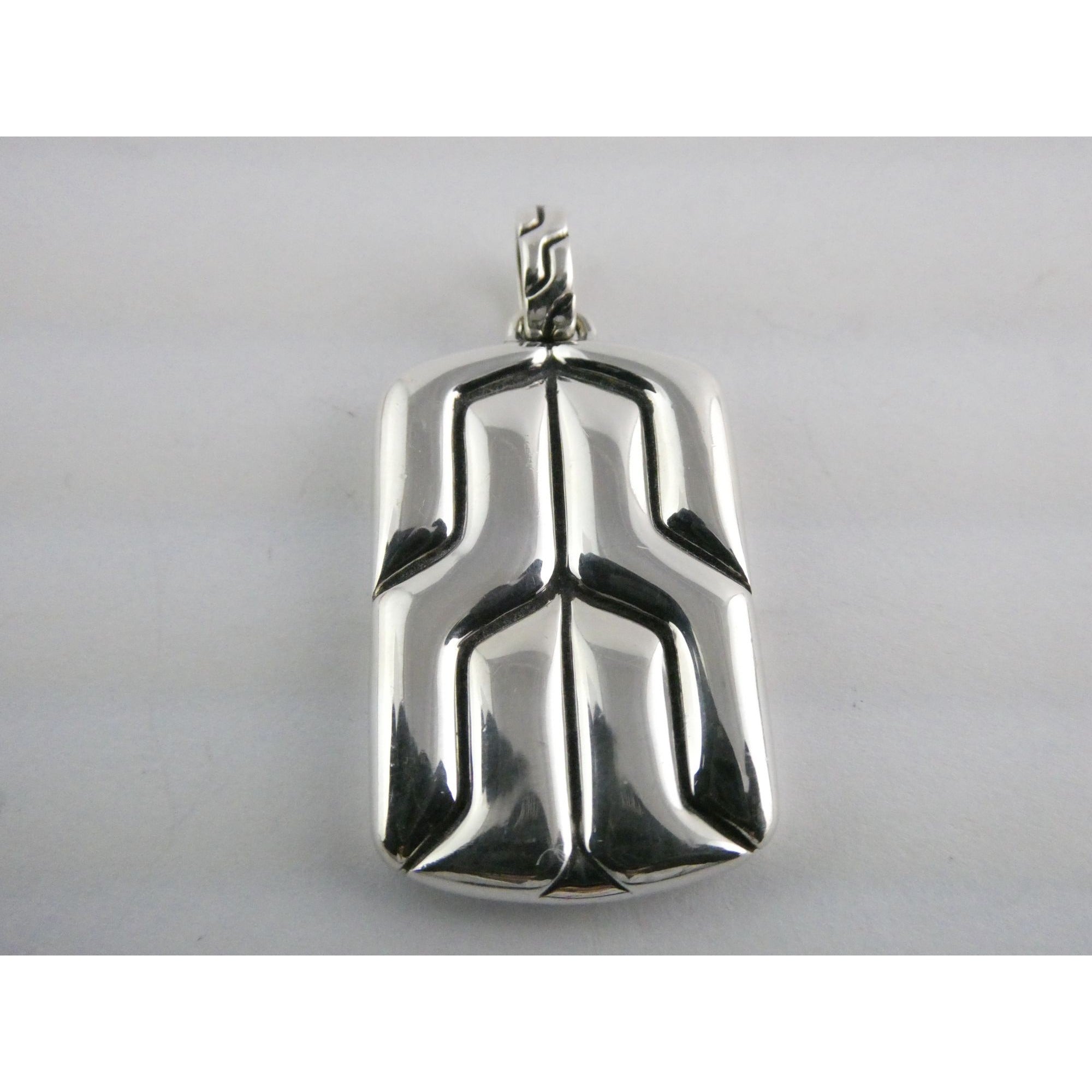 John Hardy Sterling Silver Anchor Icon Tag Pendant 16.1g Weight 44mm Total Long