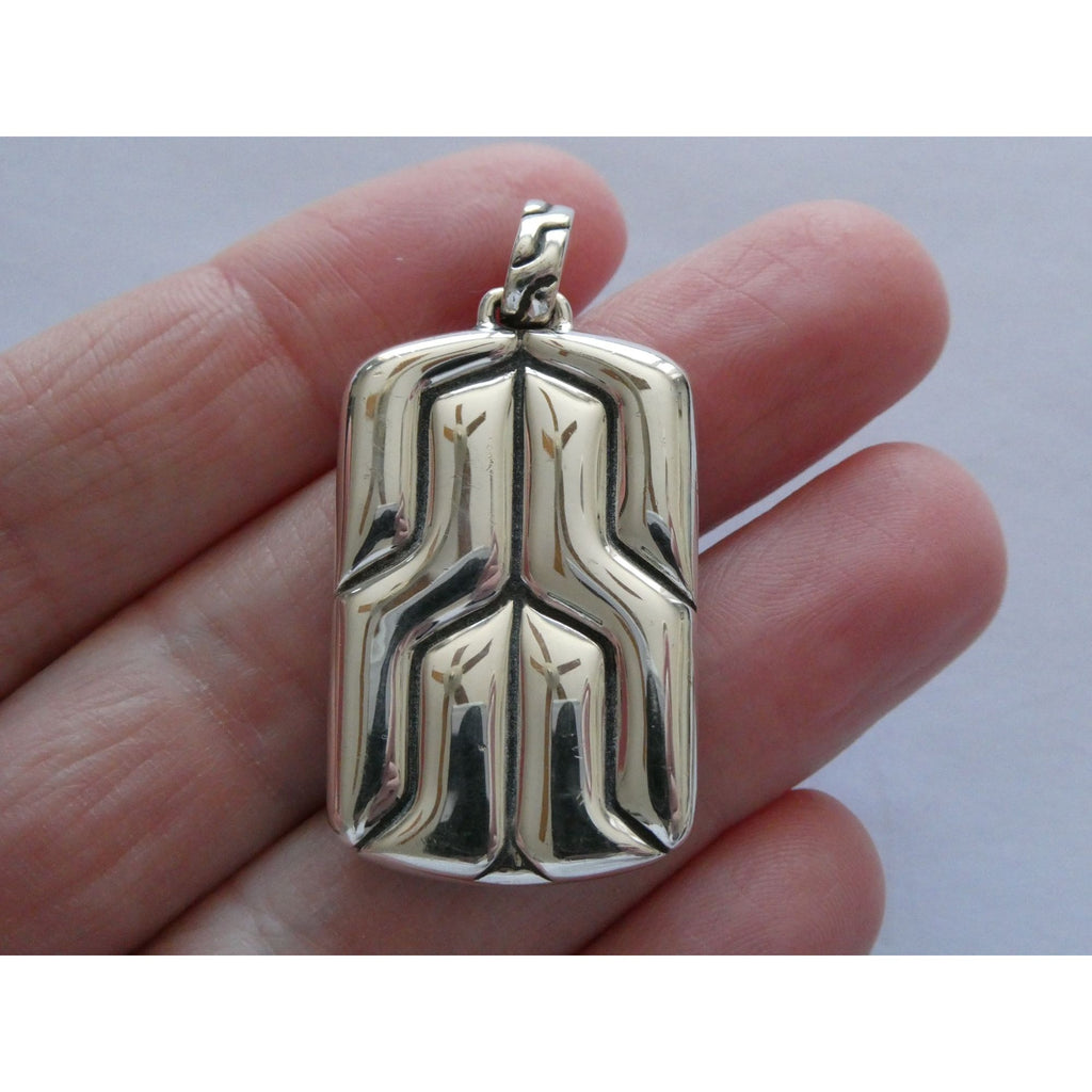 John Hardy Sterling Silver Anchor Icon Tag Pendant 16.1g Weight 44mm Total Long