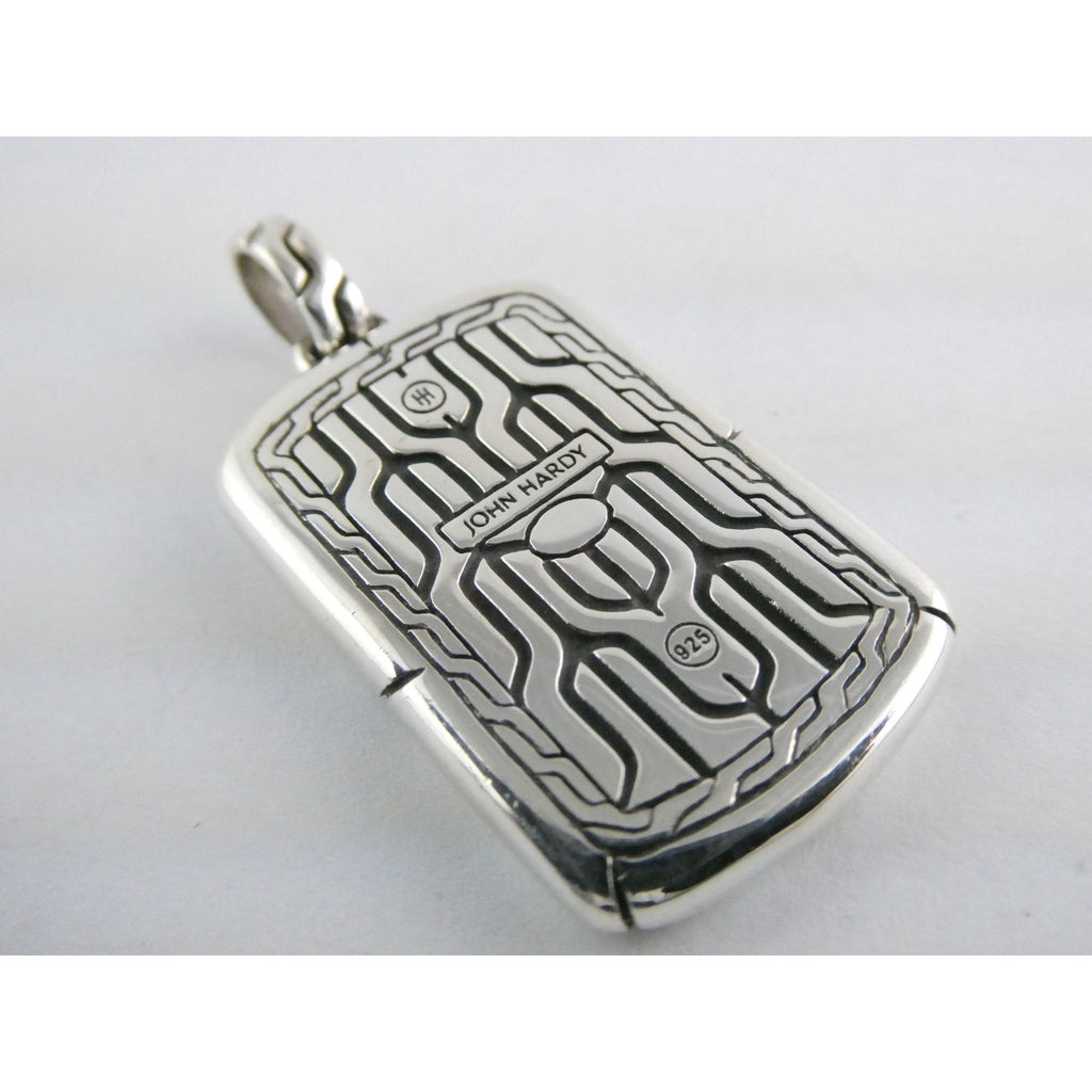 John Hardy Sterling Silver Anchor Icon Tag Pendant 16.1g Weight 44mm Total Long