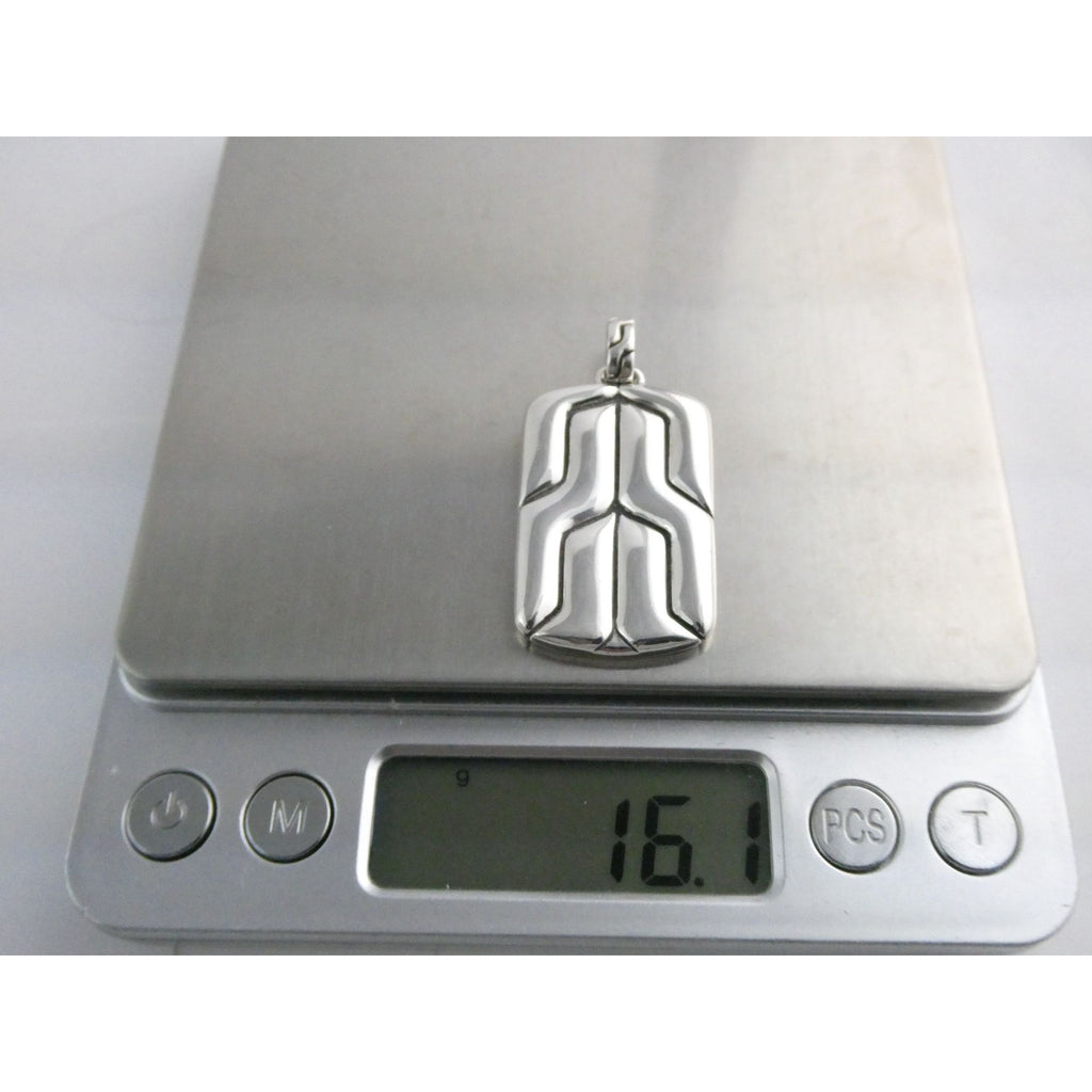John Hardy Sterling Silver Anchor Icon Tag Pendant 16.1g Weight 44mm Total Long