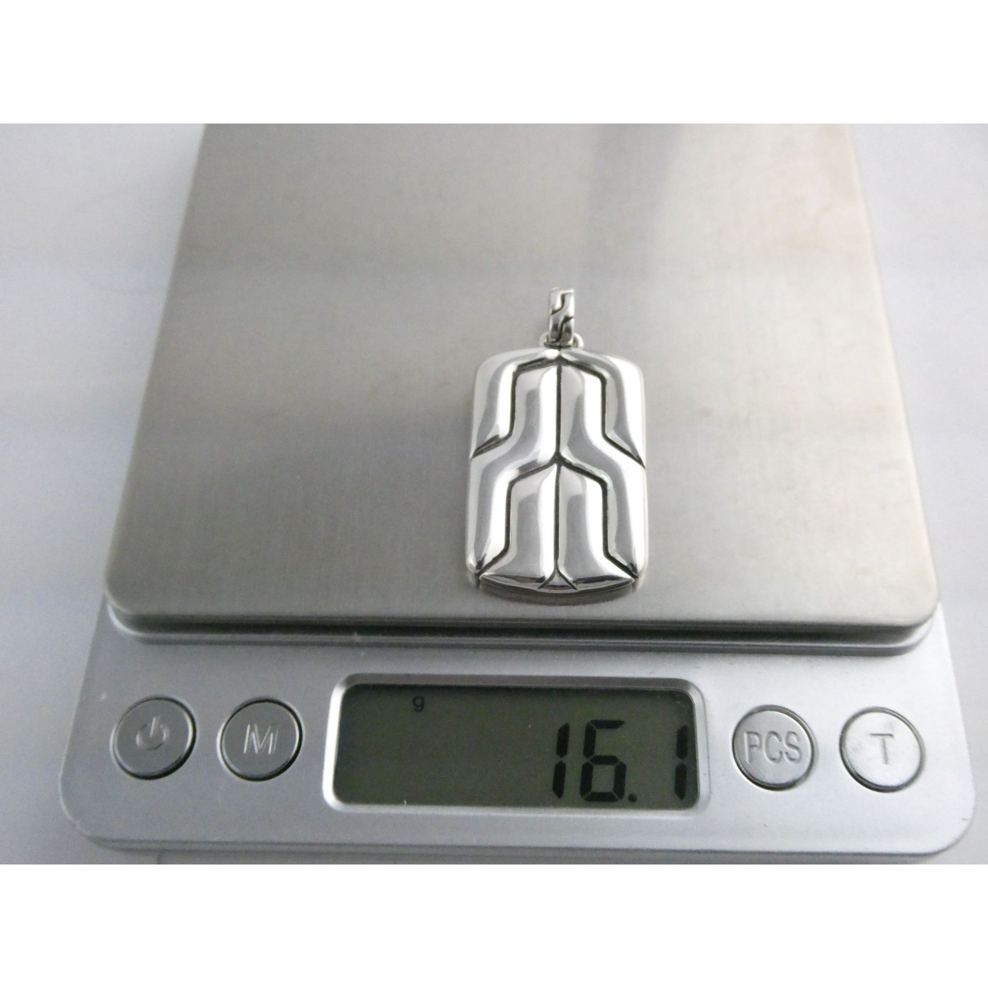 John Hardy Sterling Silver Anchor Icon Tag Pendant 16.1g Weight 44mm Total Long