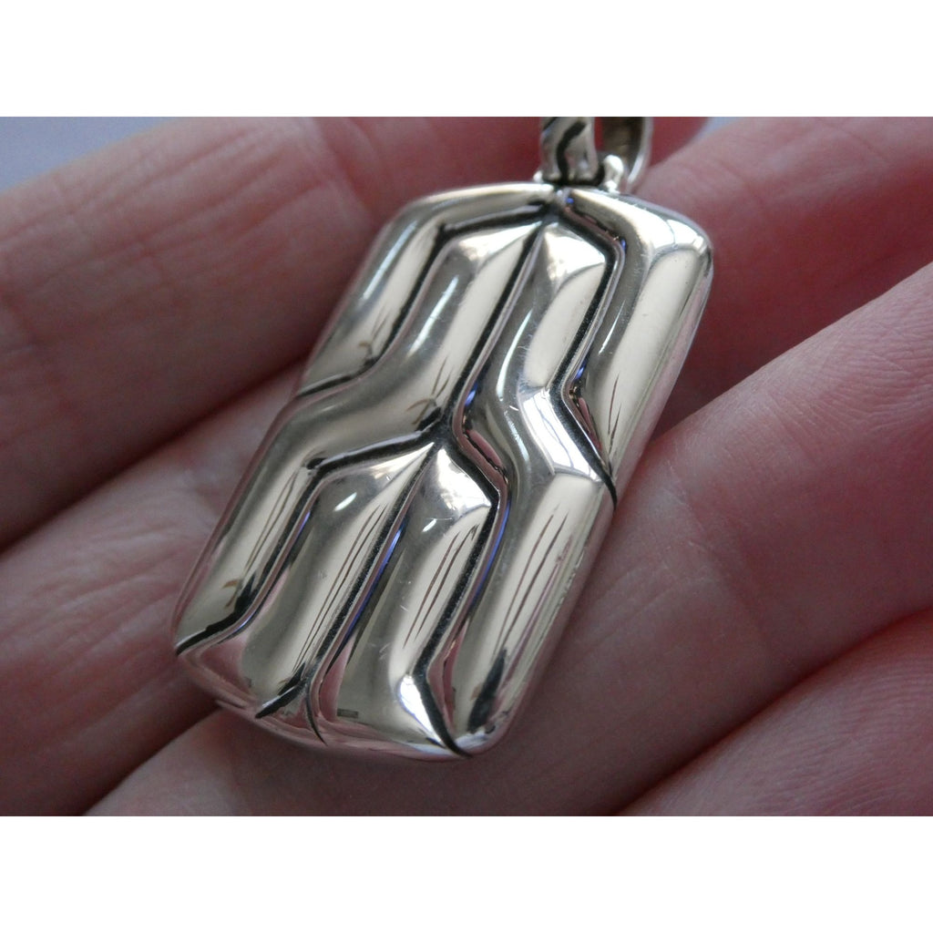 John Hardy Sterling Silver Anchor Icon Tag Pendant 16.1g Weight 44mm Total Long