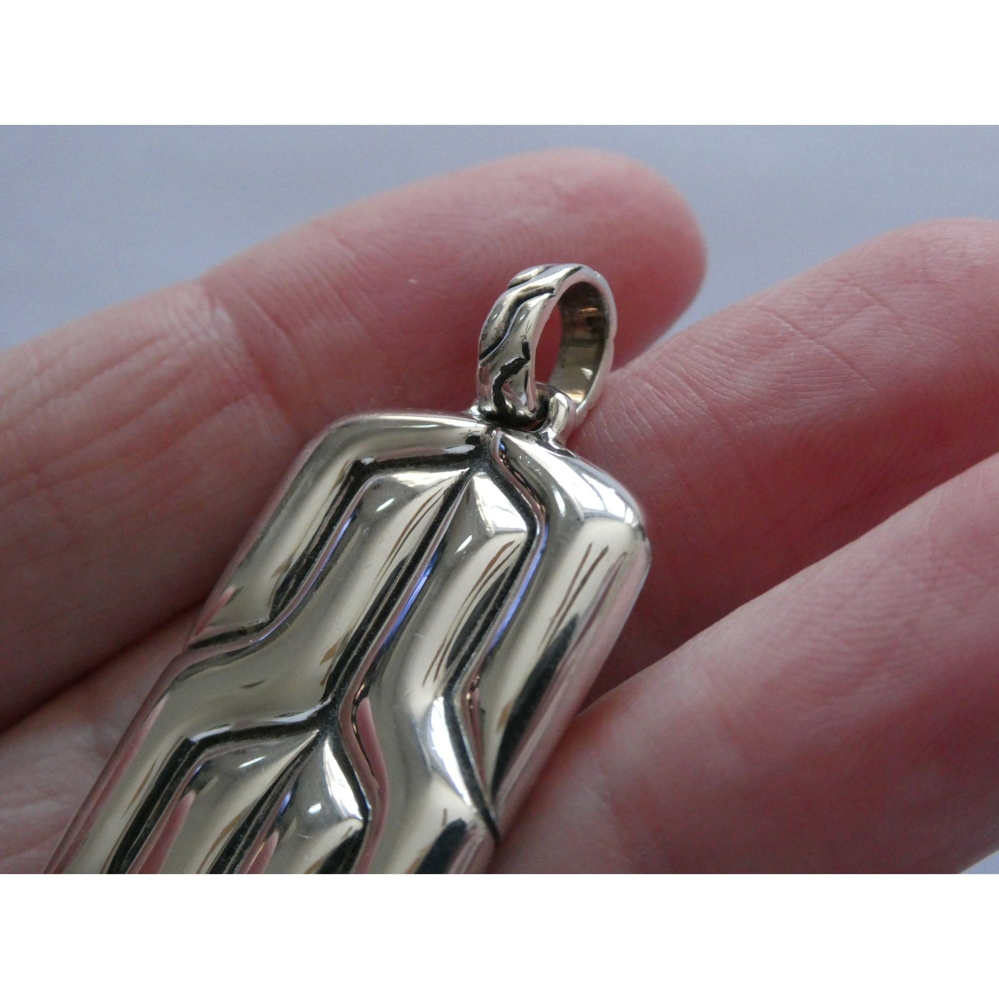 John Hardy Sterling Silver Anchor Icon Tag Pendant 16.1g Weight 44mm Total Long