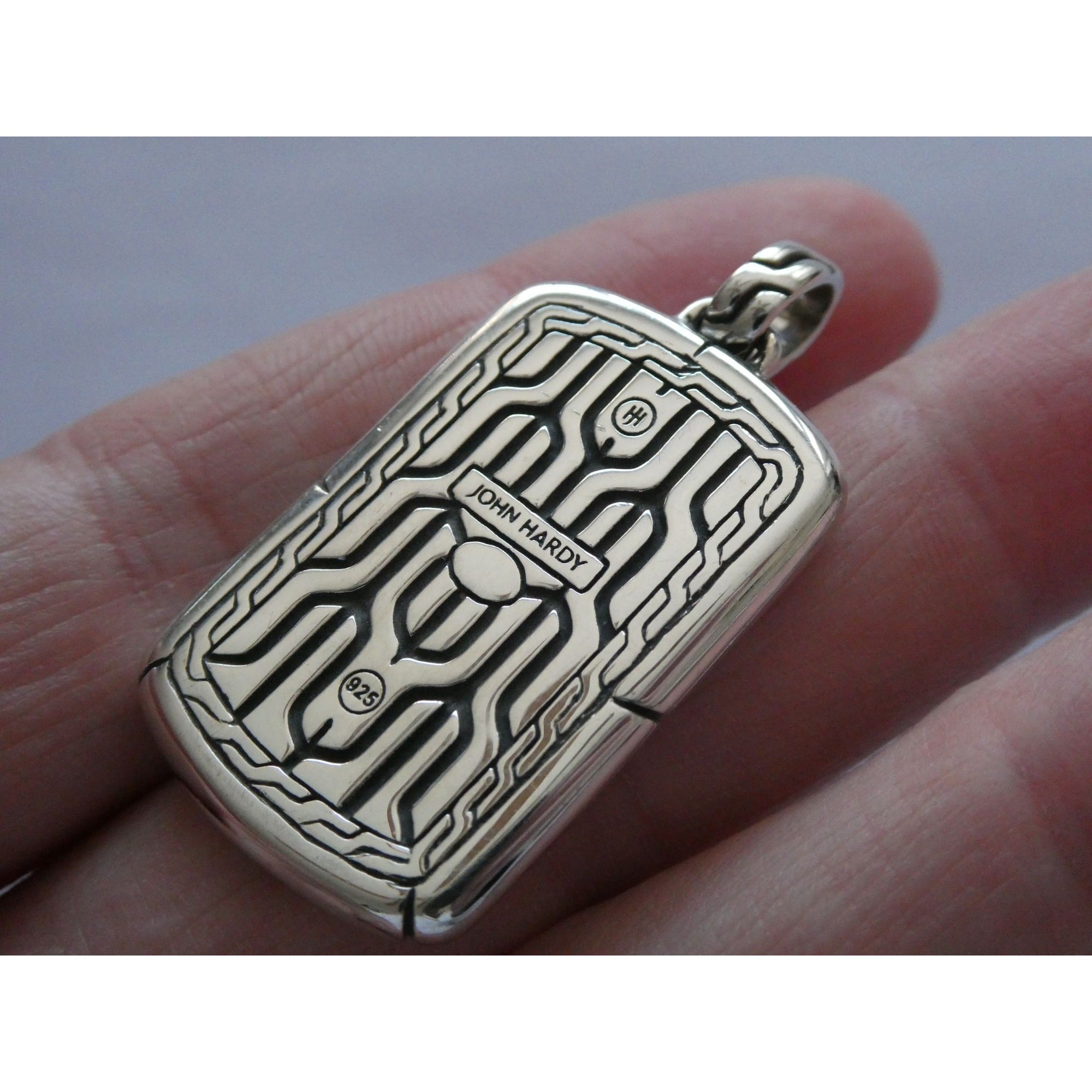 John Hardy Sterling Silver Anchor Icon Tag Pendant 16.1g Weight 44mm Total Long