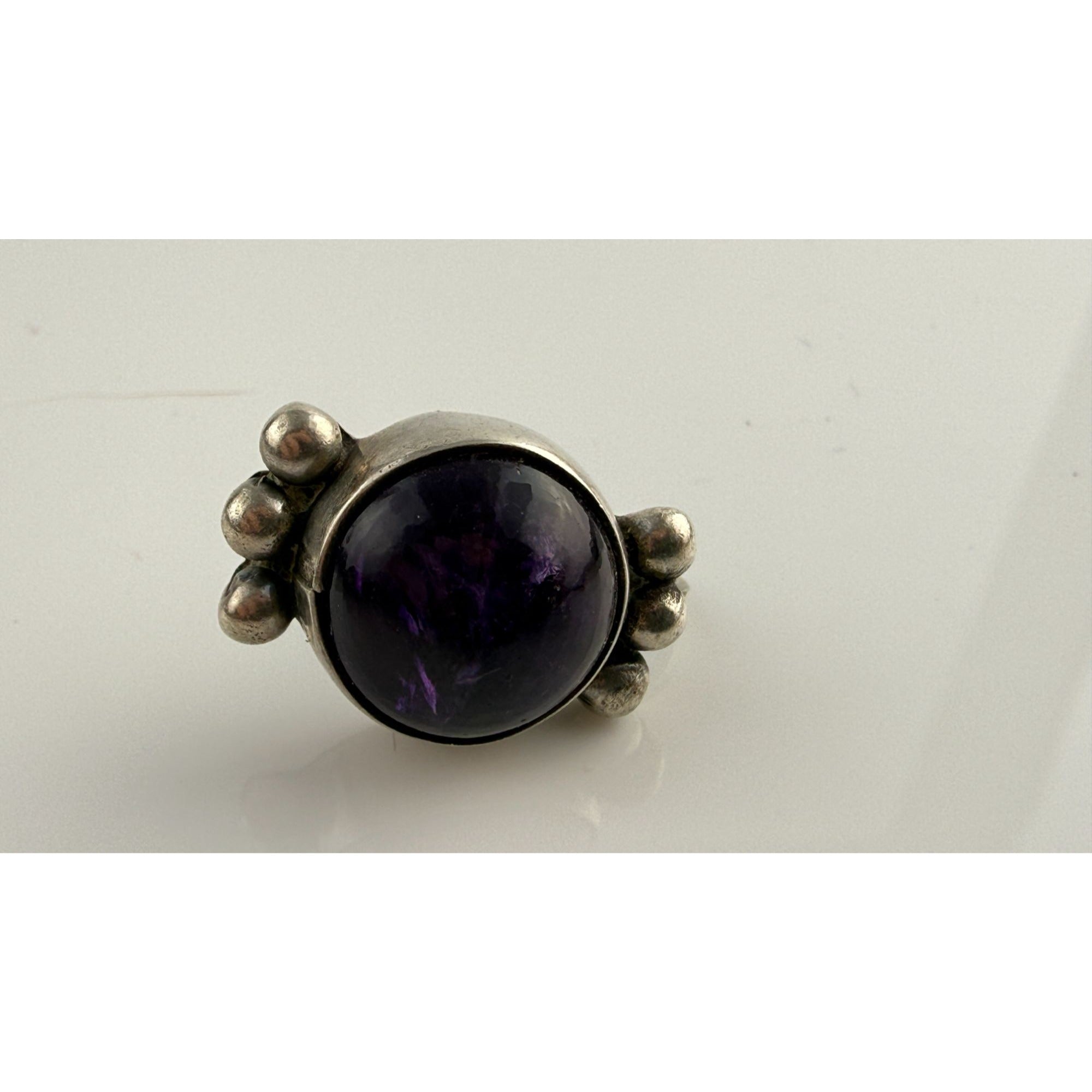 Vintage Sterling Silver Mexico Amethyst Cabochon Screwback SINGLE Earring AS IS