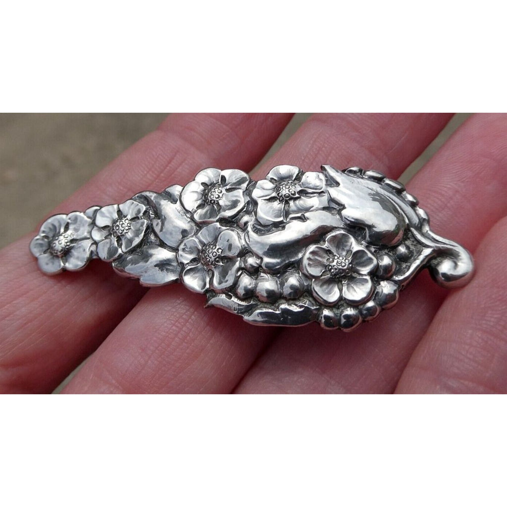 Danish Silversmith Peer Smed Sterling Silver Arts and Crafts Flower Brooch Pin