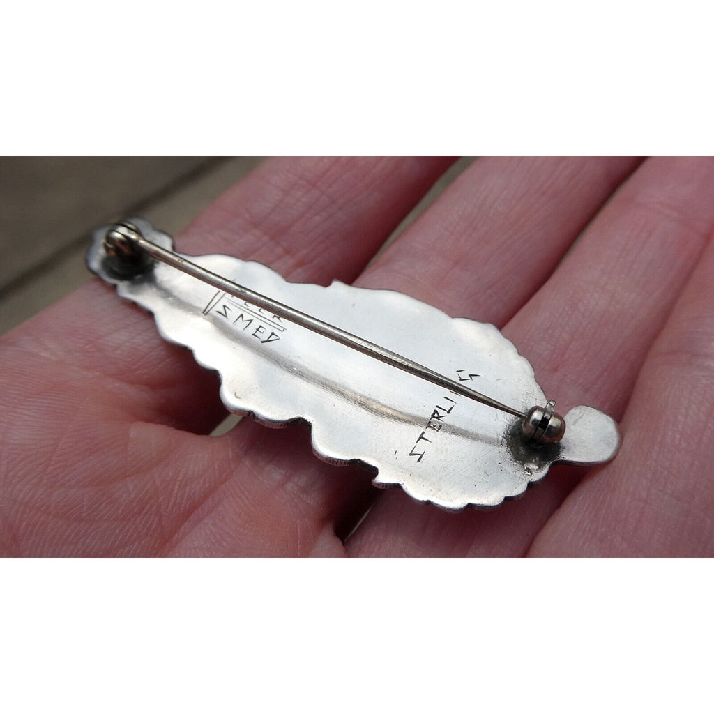Danish Silversmith Peer Smed Sterling Silver Arts and Crafts Flower Brooch Pin