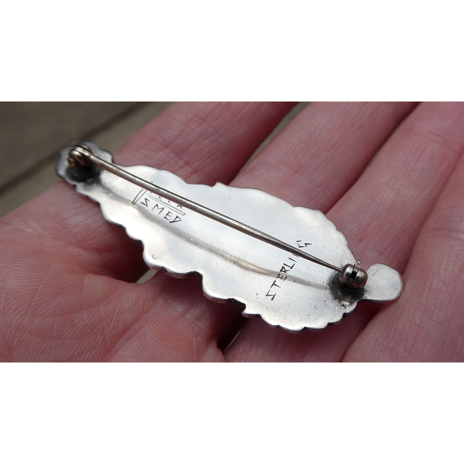 Danish Silversmith Peer Smed Sterling Silver Arts and Crafts Flower Brooch Pin