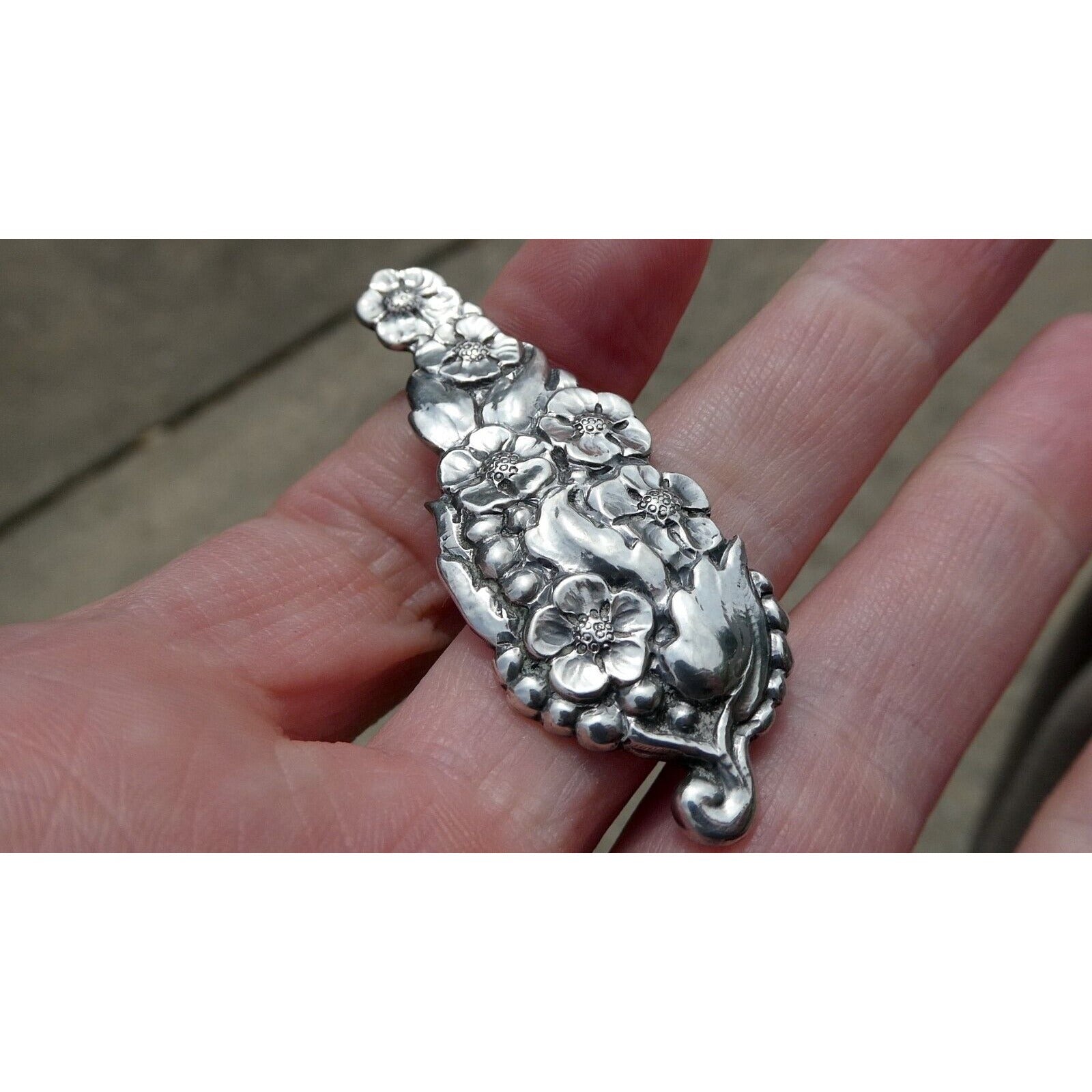 Danish Silversmith Peer Smed Sterling Silver Arts and Crafts Flower Brooch Pin