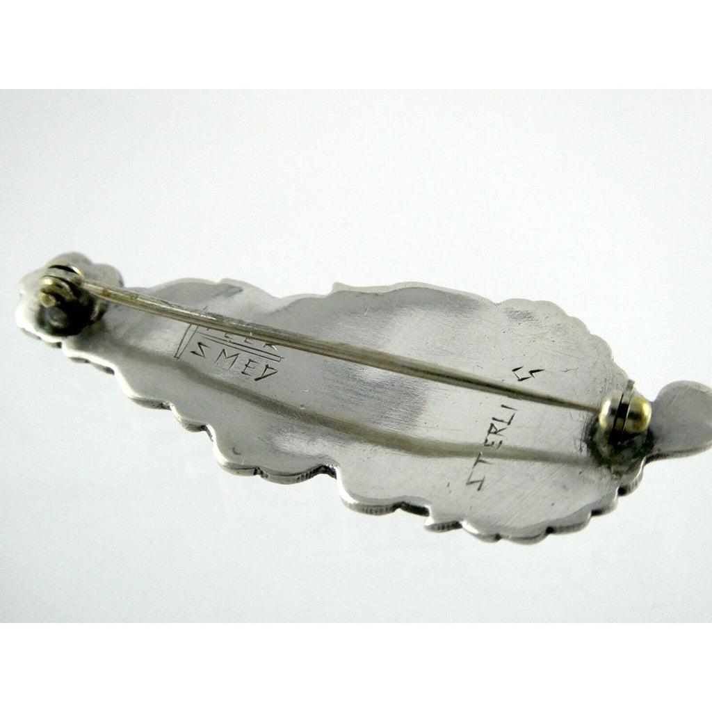 Danish Silversmith Peer Smed Sterling Silver Arts and Crafts Flower Brooch Pin