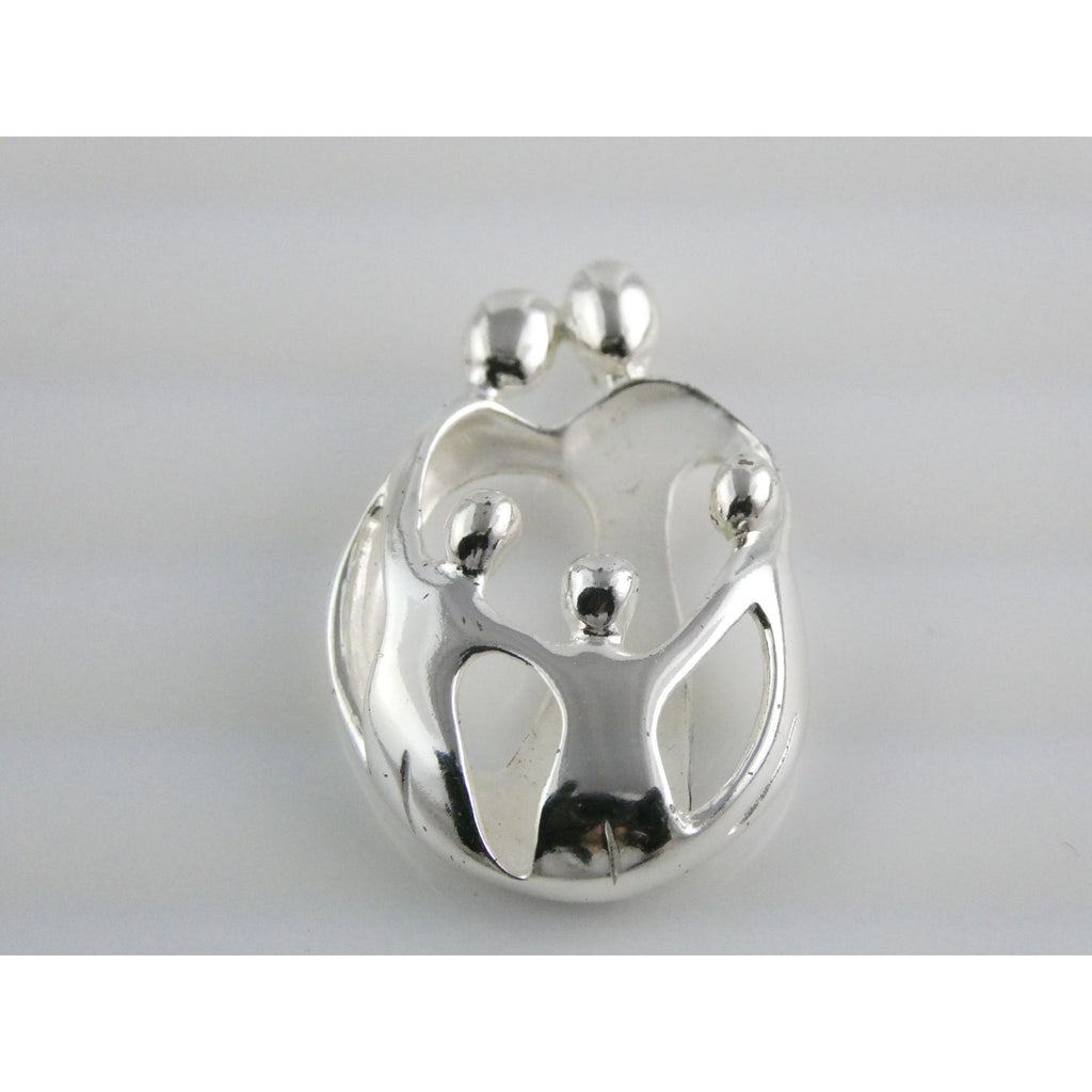 Carolyn Pollack Relios Sterling Silver Loving Family Of Five Pendant 8g 34mm