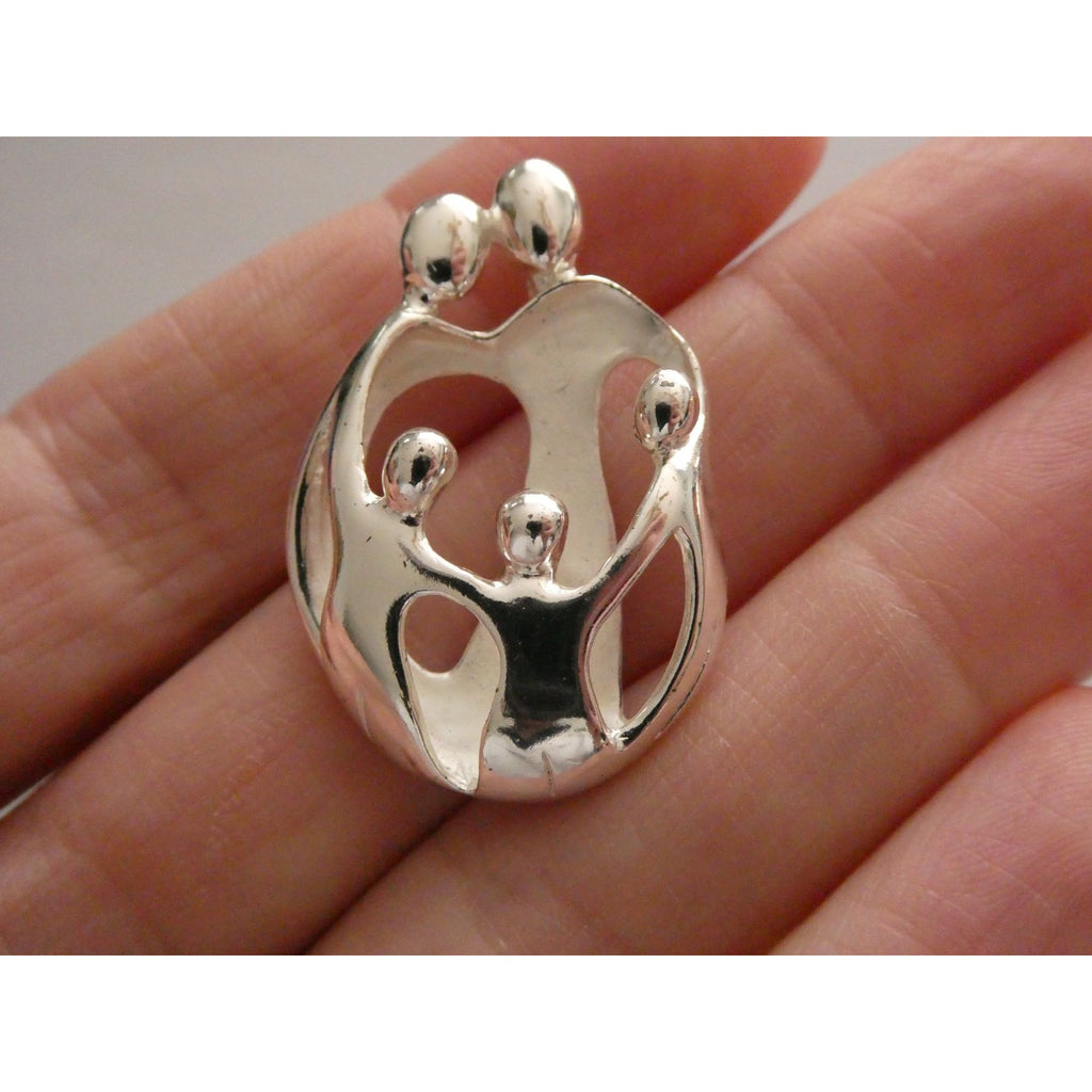 Carolyn Pollack Relios Sterling Silver Loving Family Of Five Pendant 8g 34mm