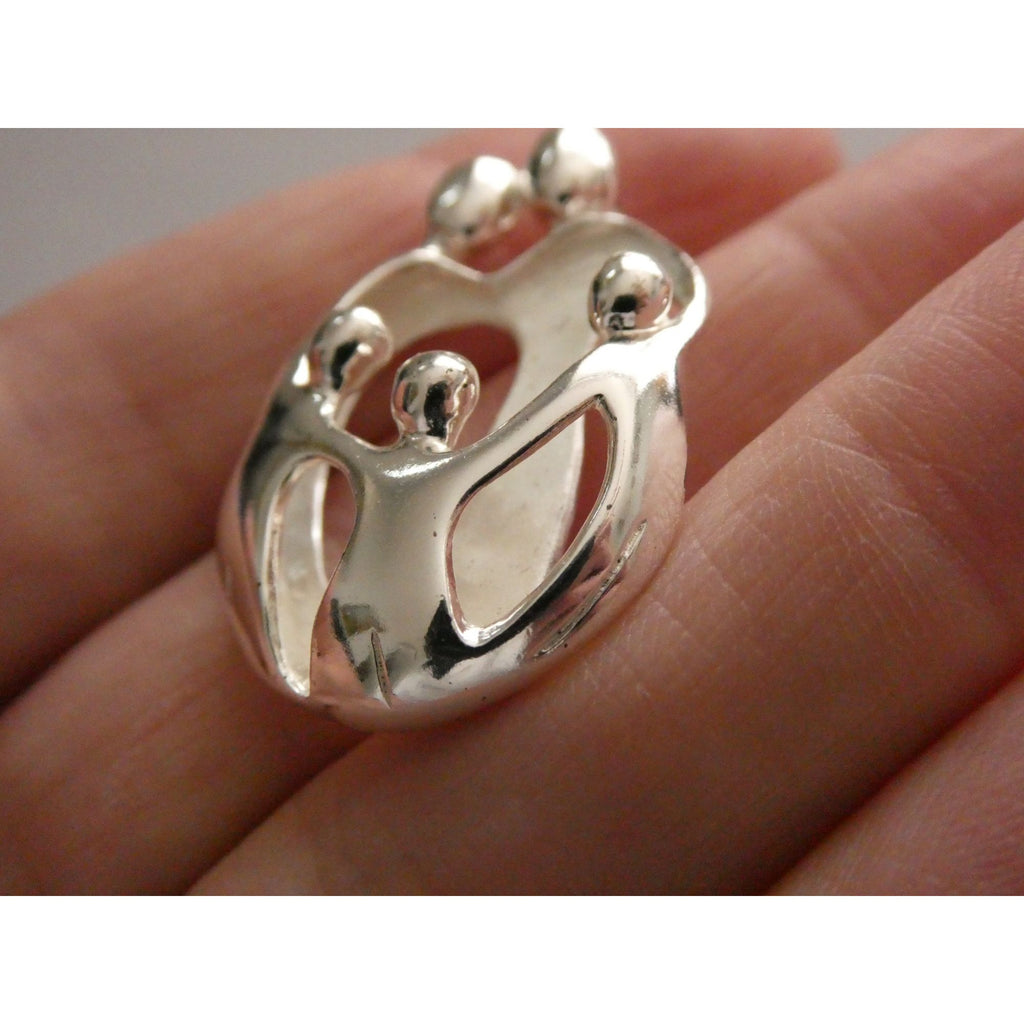 Carolyn Pollack Relios Sterling Silver Loving Family Of Five Pendant 8g 34mm