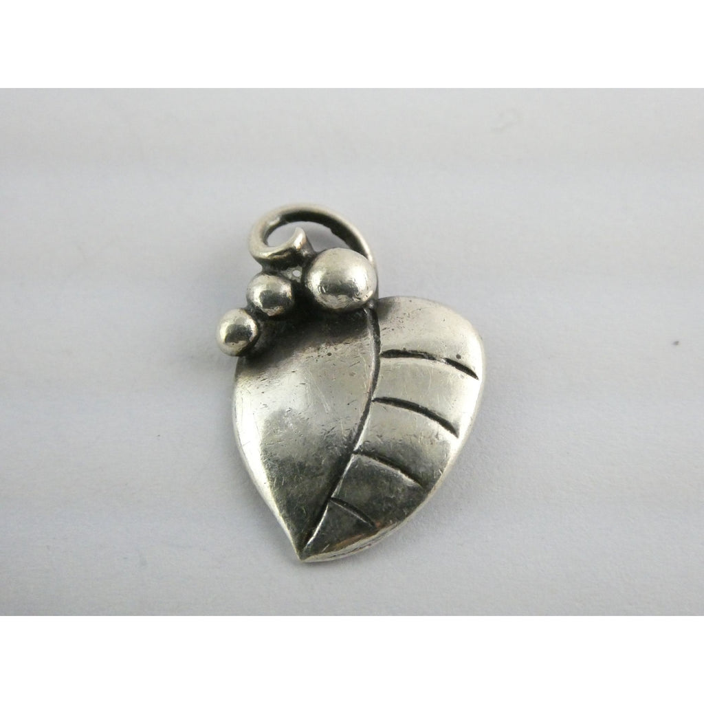 Vintage Sterling Silver Grape Leaf Pendant Numbered 249A 3.4g 24mm Length