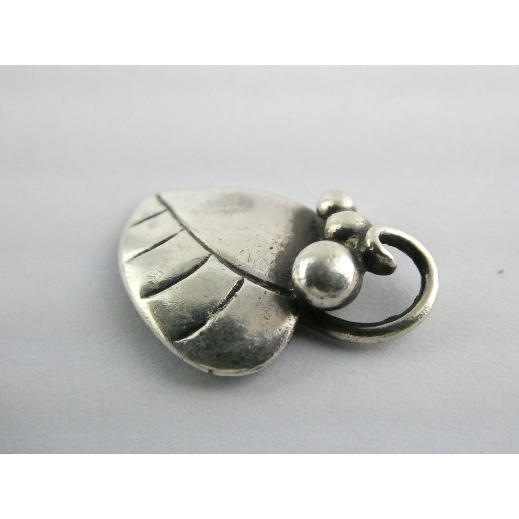 Vintage Sterling Silver Grape Leaf Pendant Numbered 249A 3.4g 24mm Length
