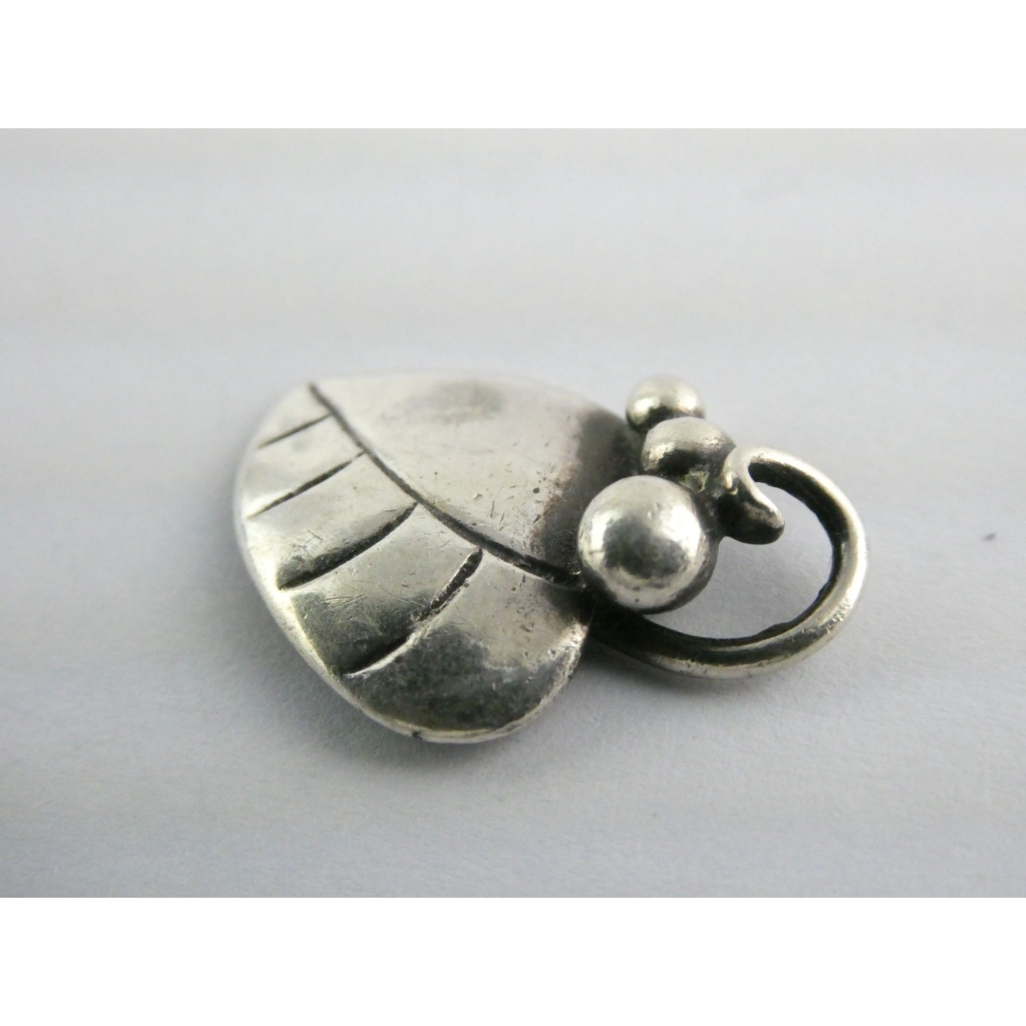 Vintage Sterling Silver Grape Leaf Pendant Numbered 249A 3.4g 24mm Length