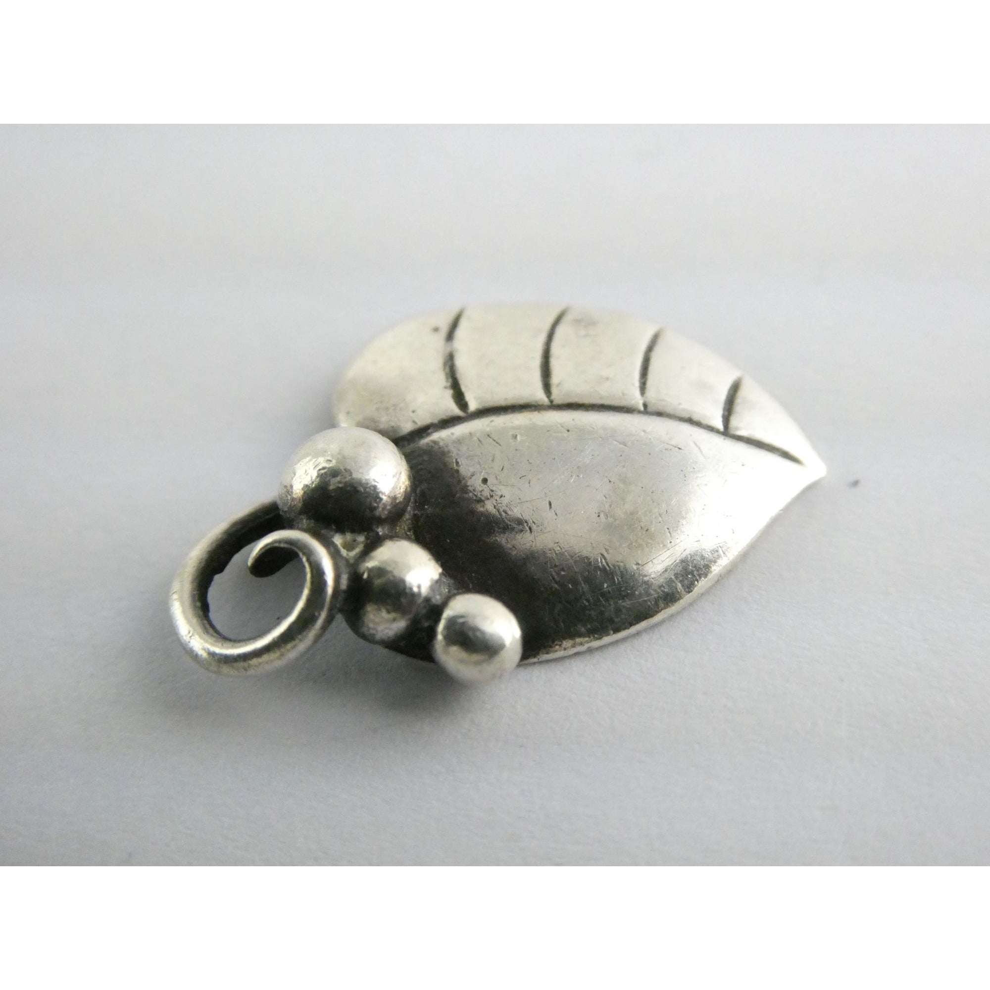 Vintage Sterling Silver Grape Leaf Pendant Numbered 249A 3.4g 24mm Length
