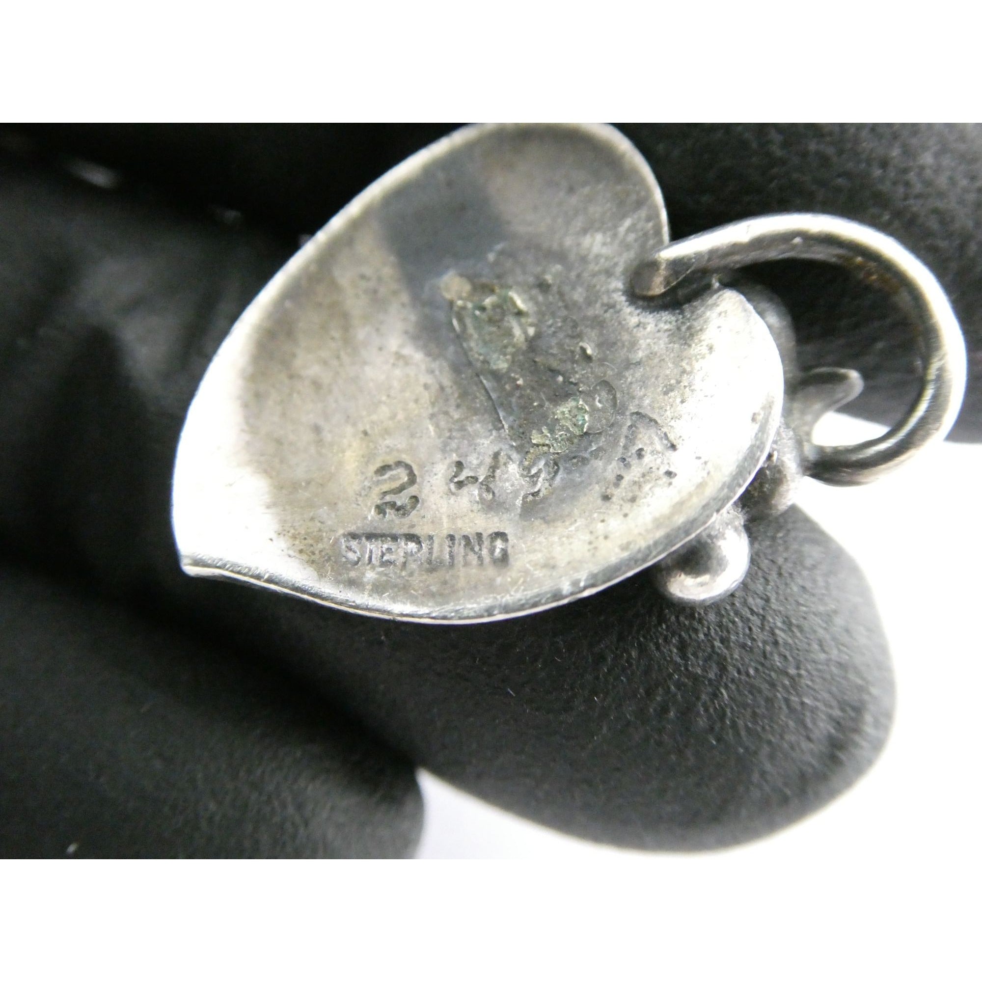 Vintage Sterling Silver Grape Leaf Pendant Numbered 249A 3.4g 24mm Length