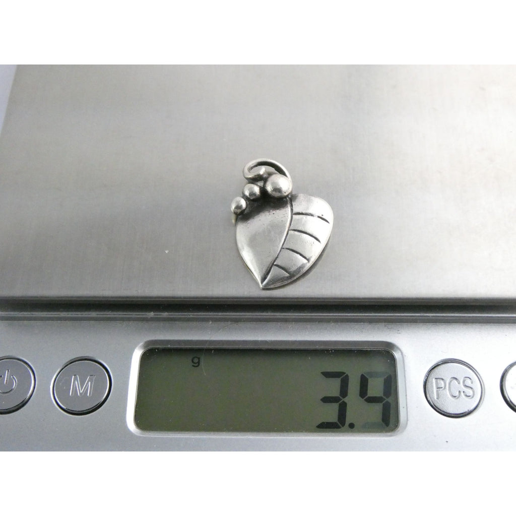 Vintage Sterling Silver Grape Leaf Pendant Numbered 249A 3.4g 24mm Length