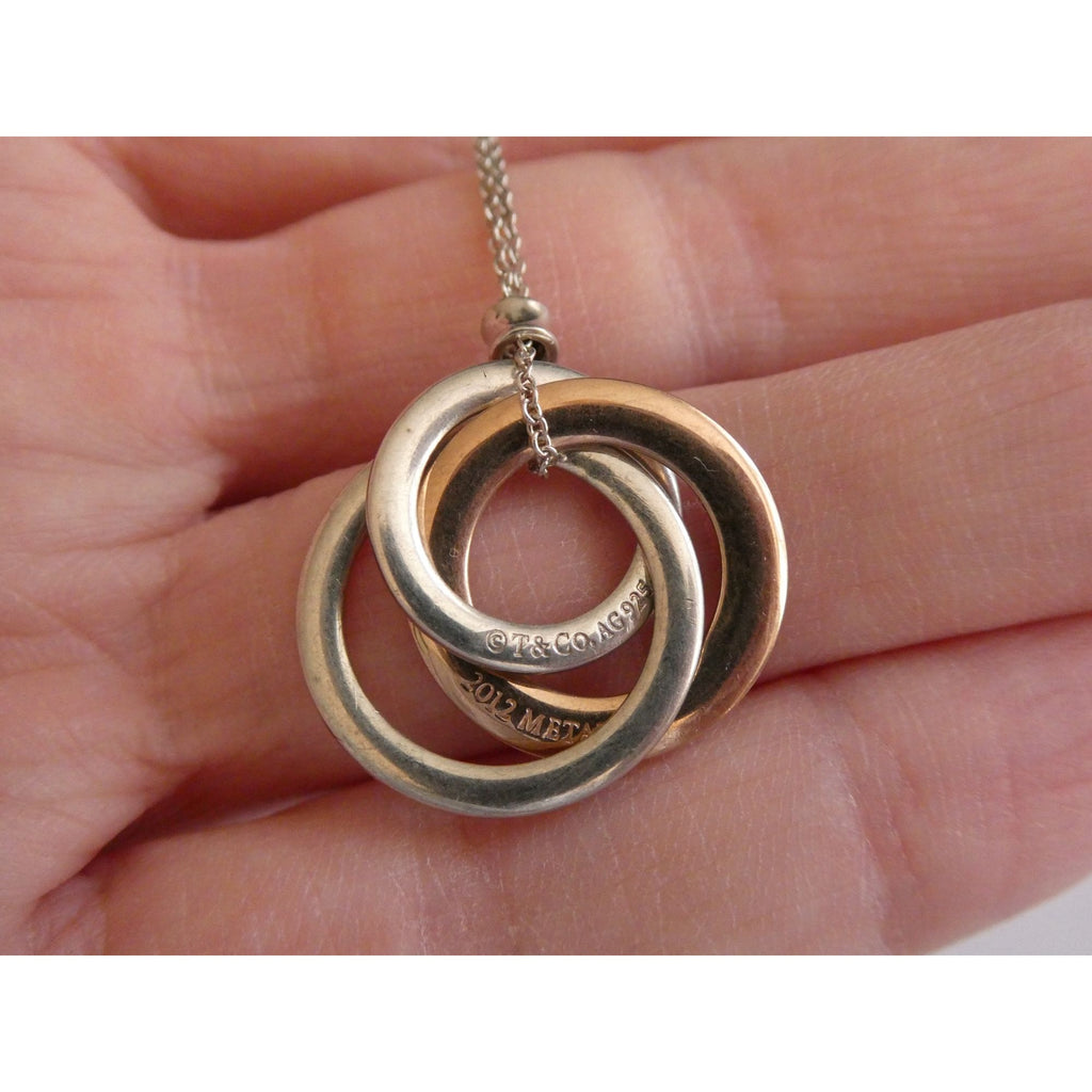 Tiffany & Co 1837 Sterling Silver and Rubedo Metal Interlocking Circles Necklace