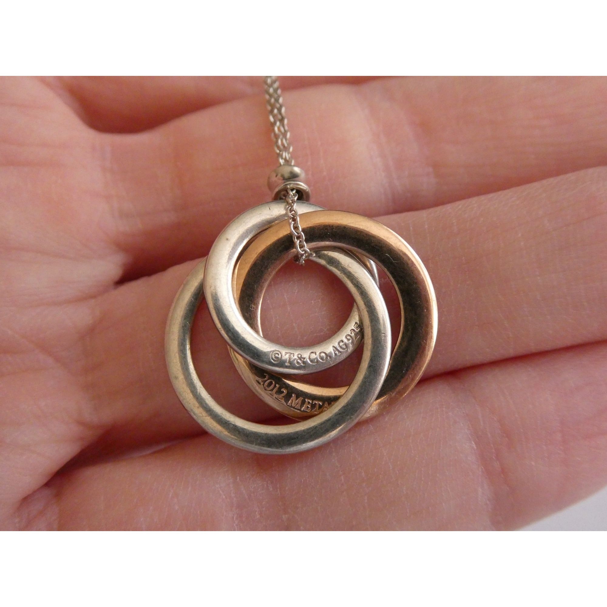 Tiffany & Co 1837 Sterling Silver and Rubedo Metal Interlocking Circles Necklace
