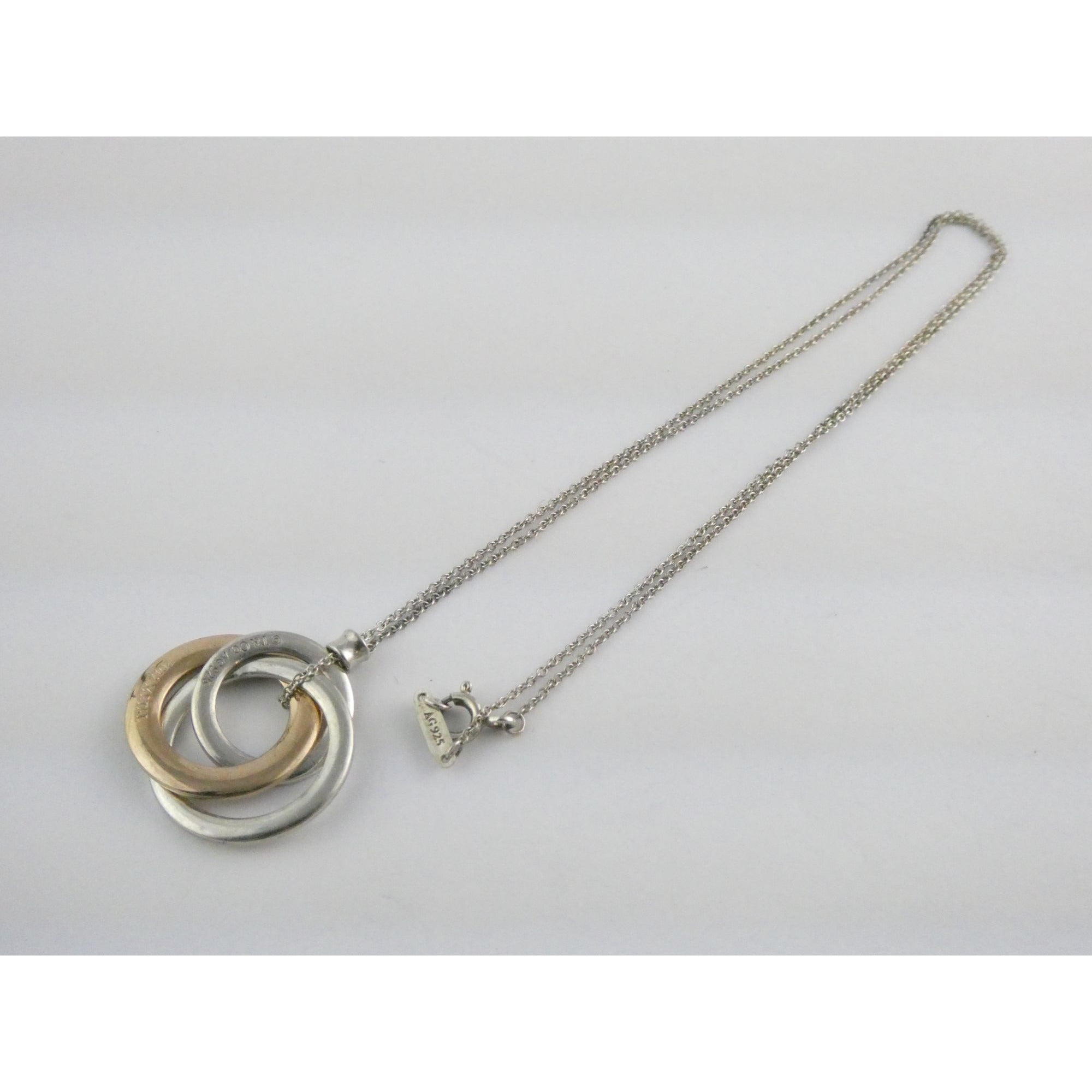 Tiffany & Co 1837 Sterling Silver and Rubedo Metal Interlocking Circles Necklace