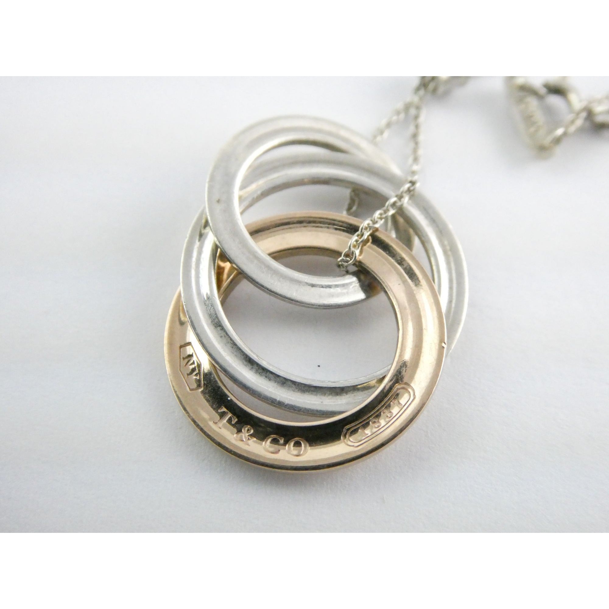 Tiffany & Co 1837 Sterling Silver and Rubedo Metal Interlocking Circles Necklace