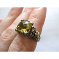 Barbara Bixby Sterling Silver 18k Yellow Gold Citrine Floral Ring Size 5.5 8g