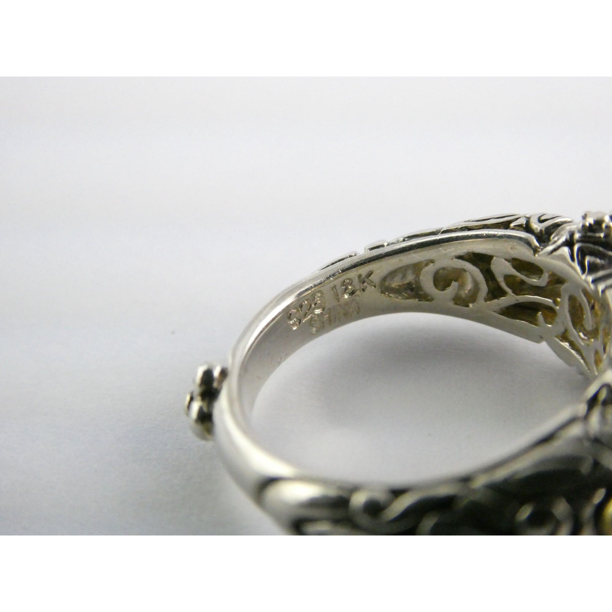 Barbara Bixby Sterling Silver 18k Yellow Gold Citrine Floral Ring Size 5.5 8g