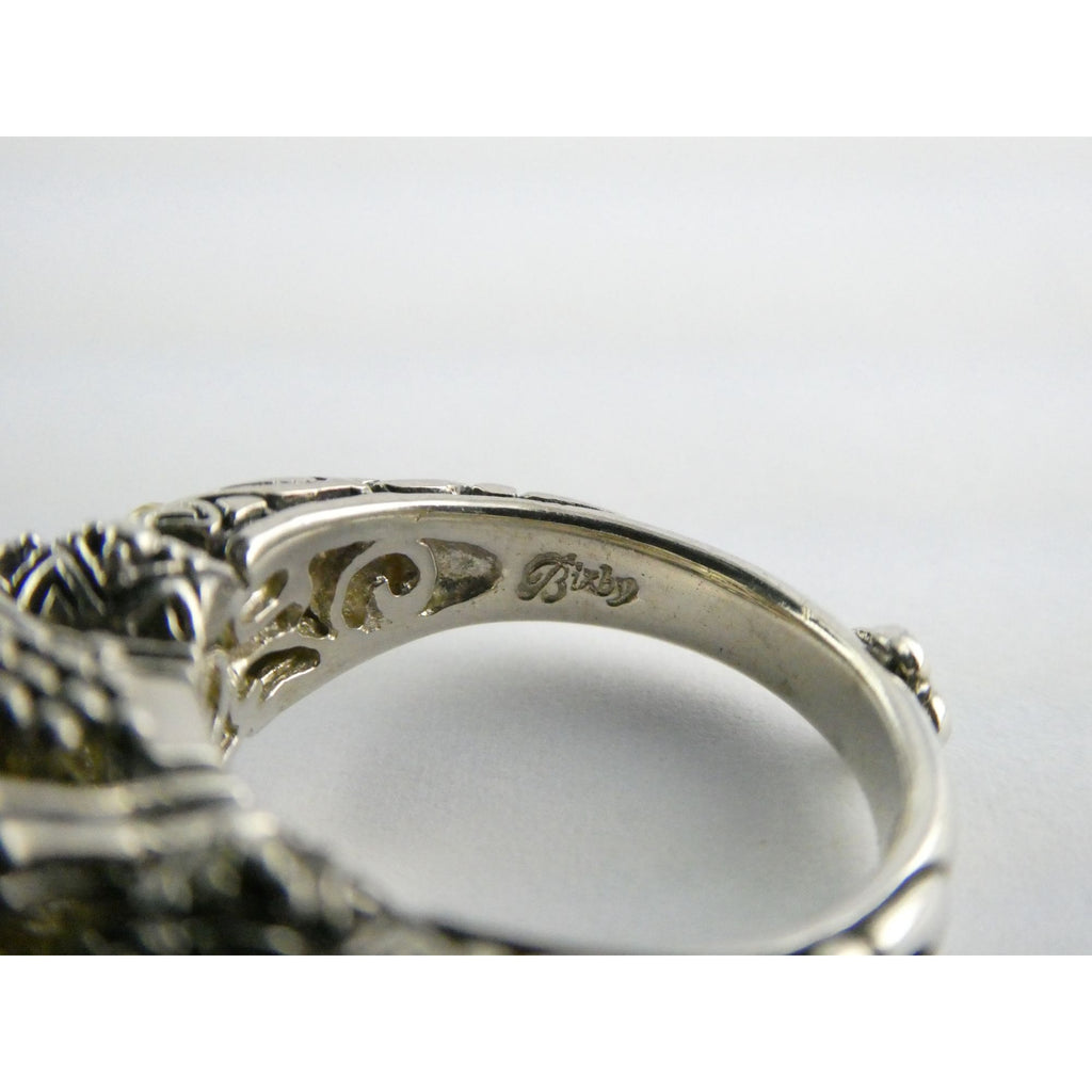 Barbara Bixby Sterling Silver 18k Yellow Gold Citrine Floral Ring Size 5.5 8g