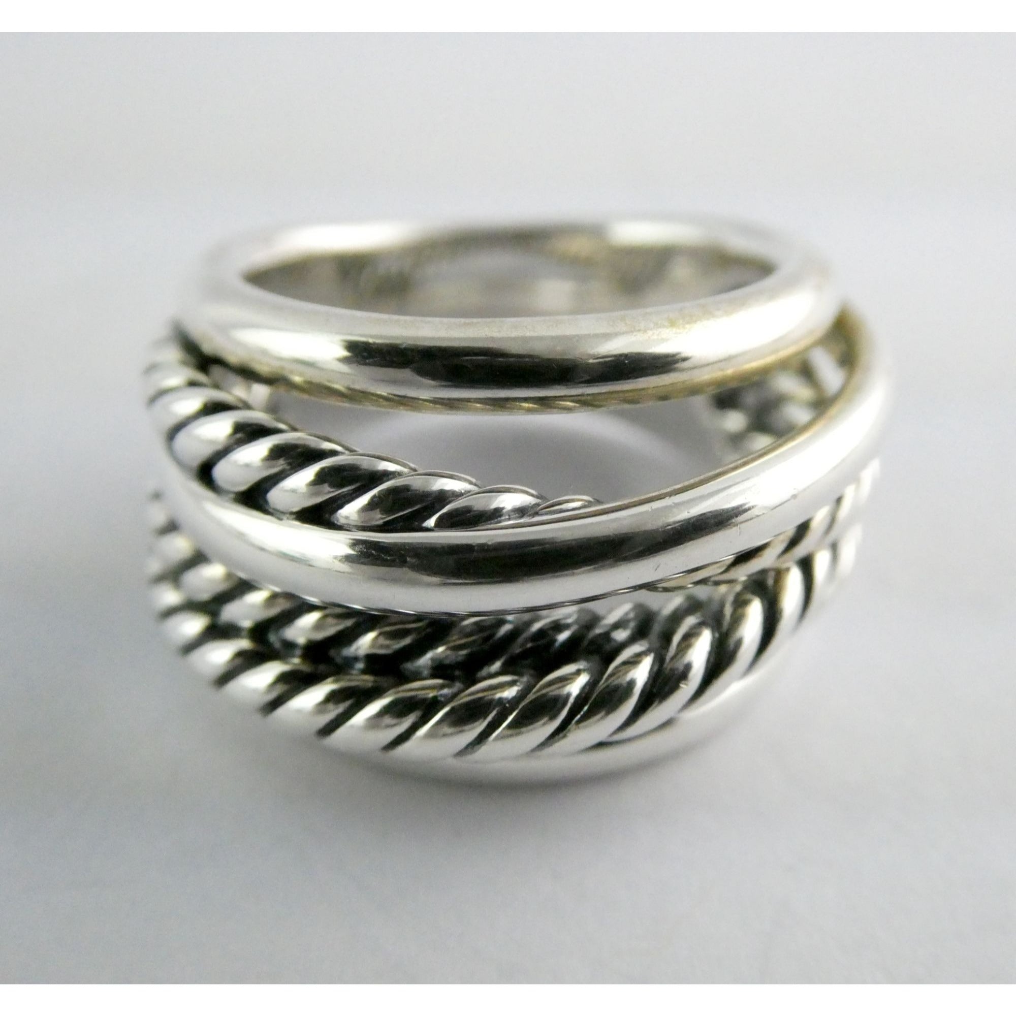 David Yurman Crossover Sterling Silver Layered Ring Design 925 Size 6.5