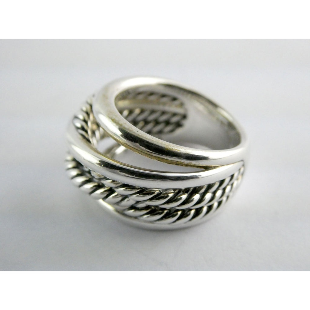 David Yurman Crossover Sterling Silver Layered Ring Design 925 Size 6.5