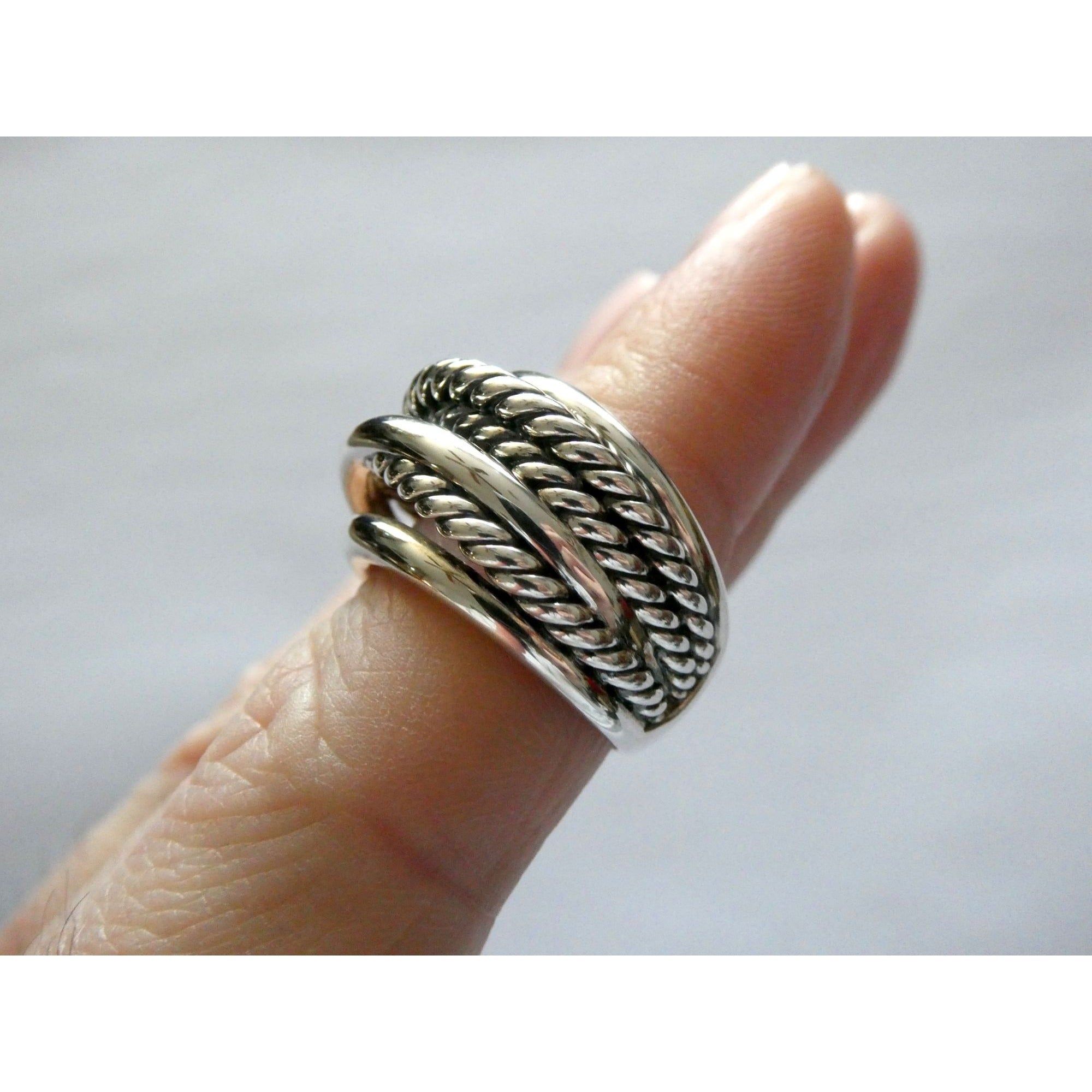 David Yurman Crossover Sterling Silver Layered Ring Design 925 Size 6.5