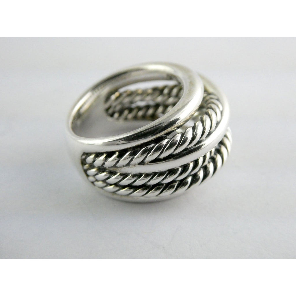 David Yurman Crossover Sterling Silver Layered Ring Design 925 Size 6.5