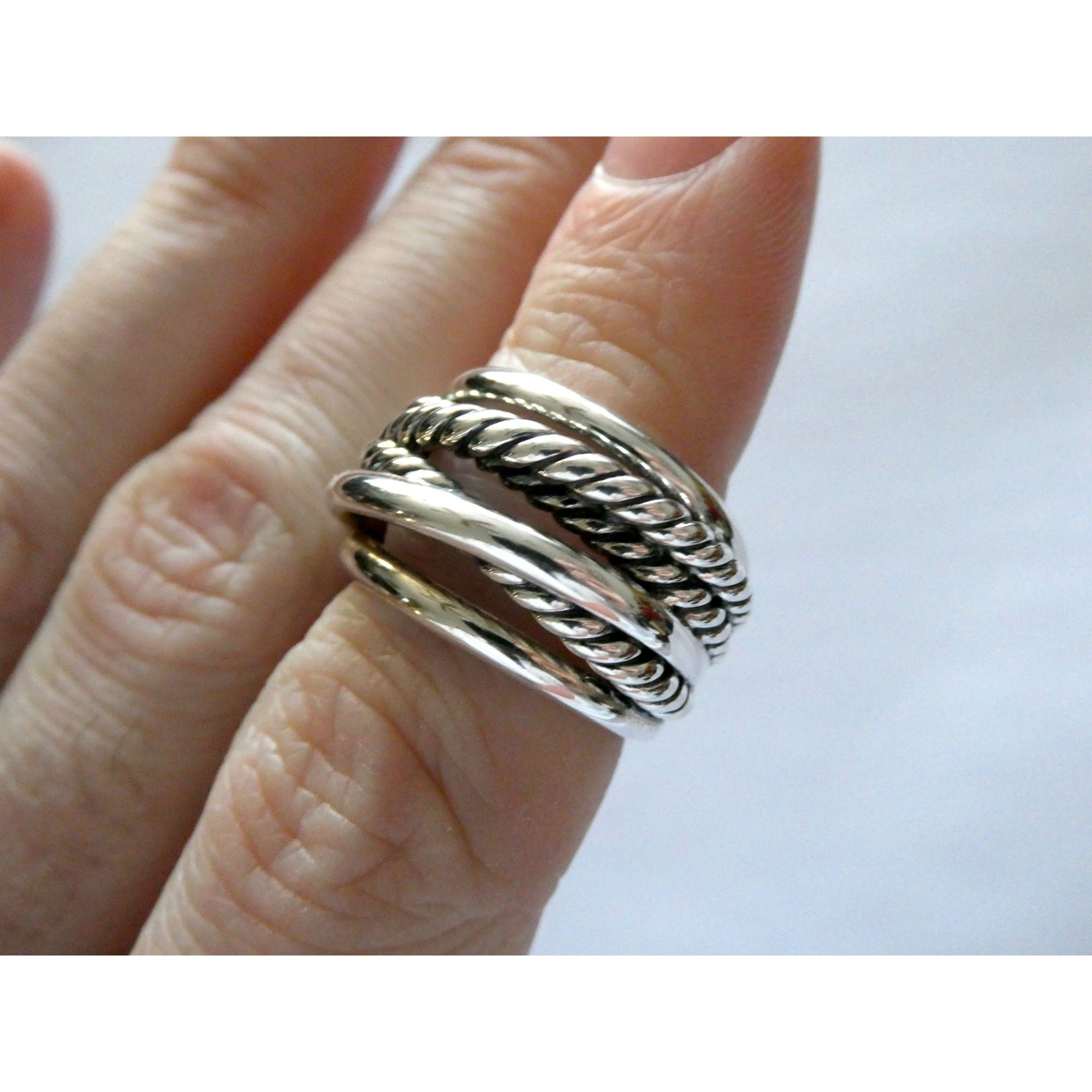 David Yurman Crossover Sterling Silver Layered Ring Design 925 Size 6.5