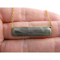 AV Designer Gilt Sterling Silver Labradorite Bar Pendant Necklace 5.9g 18 Inches