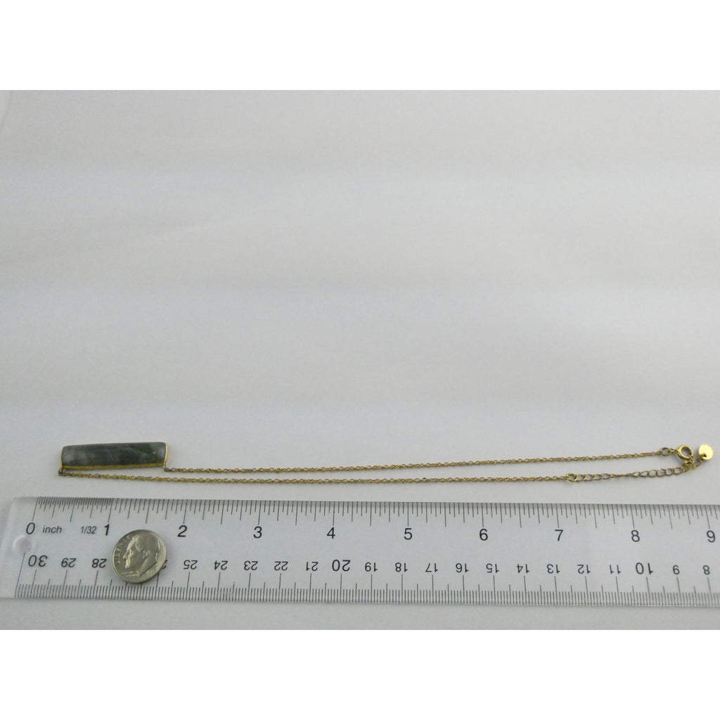AV Designer Gilt Sterling Silver Labradorite Bar Pendant Necklace 5.9g 18 Inches