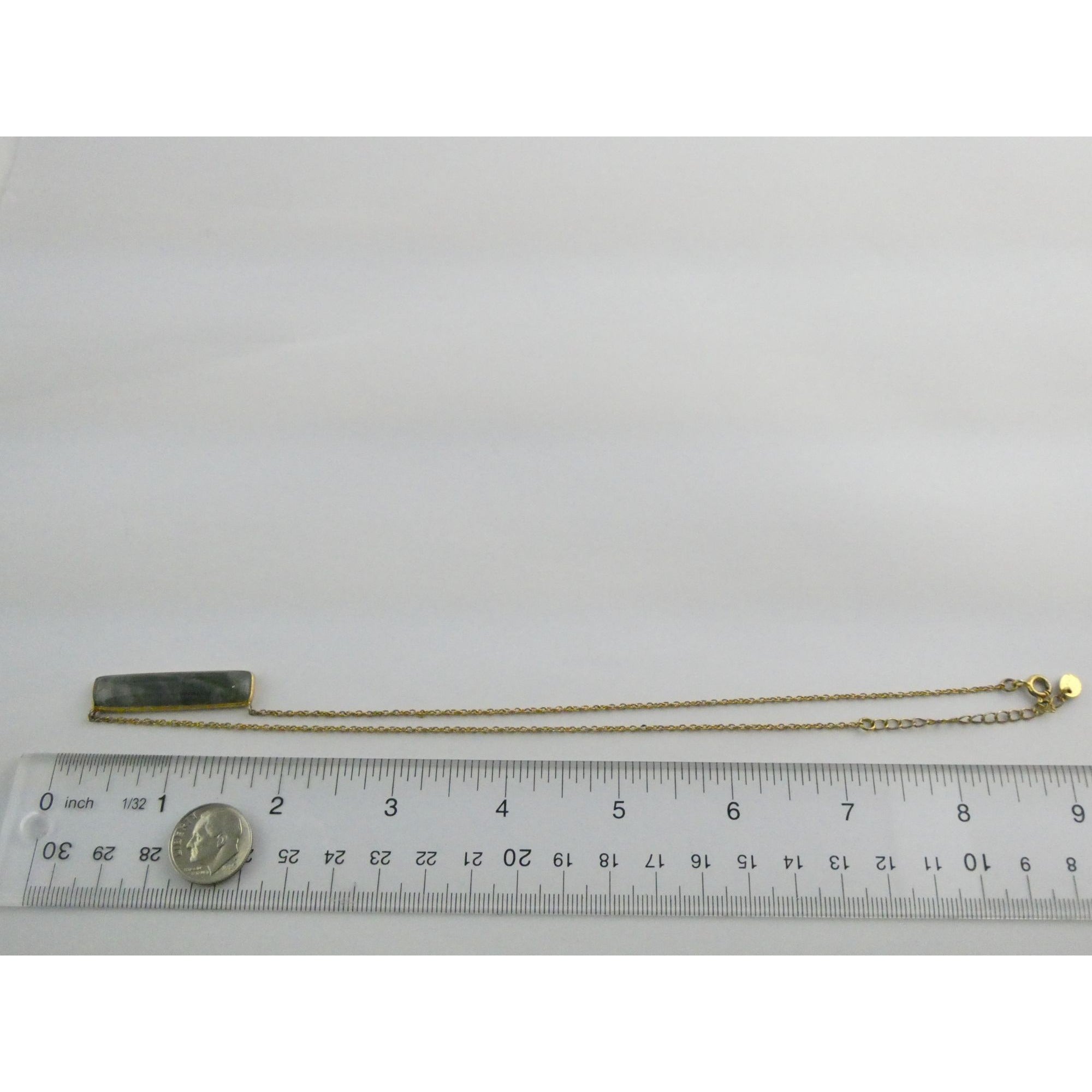 AV Designer Gilt Sterling Silver Labradorite Bar Pendant Necklace 5.9g 18 Inches