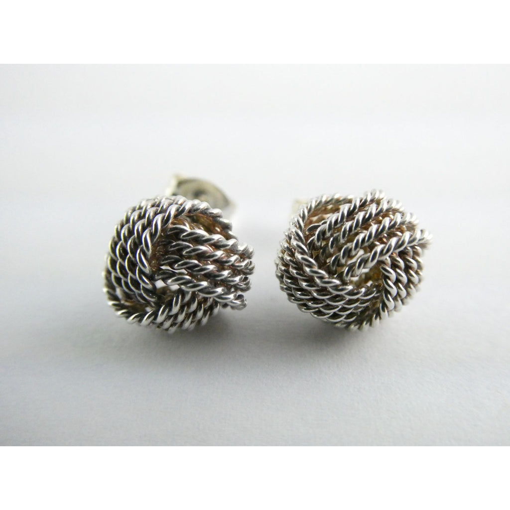Tiffany and Co. Somerset Sterling Silver Twist Knot Earrings 925 2.6g 9.7mm Diam