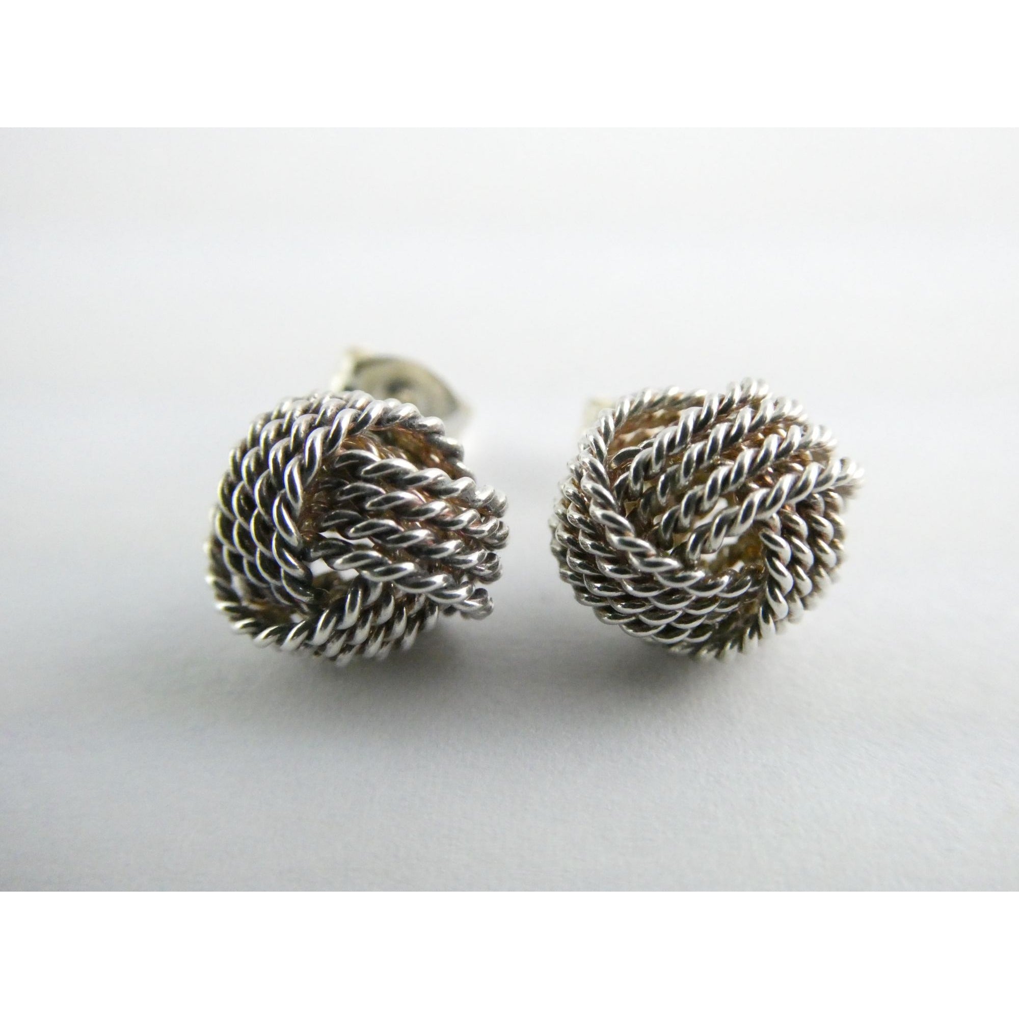 Tiffany and Co. Somerset Sterling Silver Twist Knot Earrings 925 2.6g 9.7mm Diam