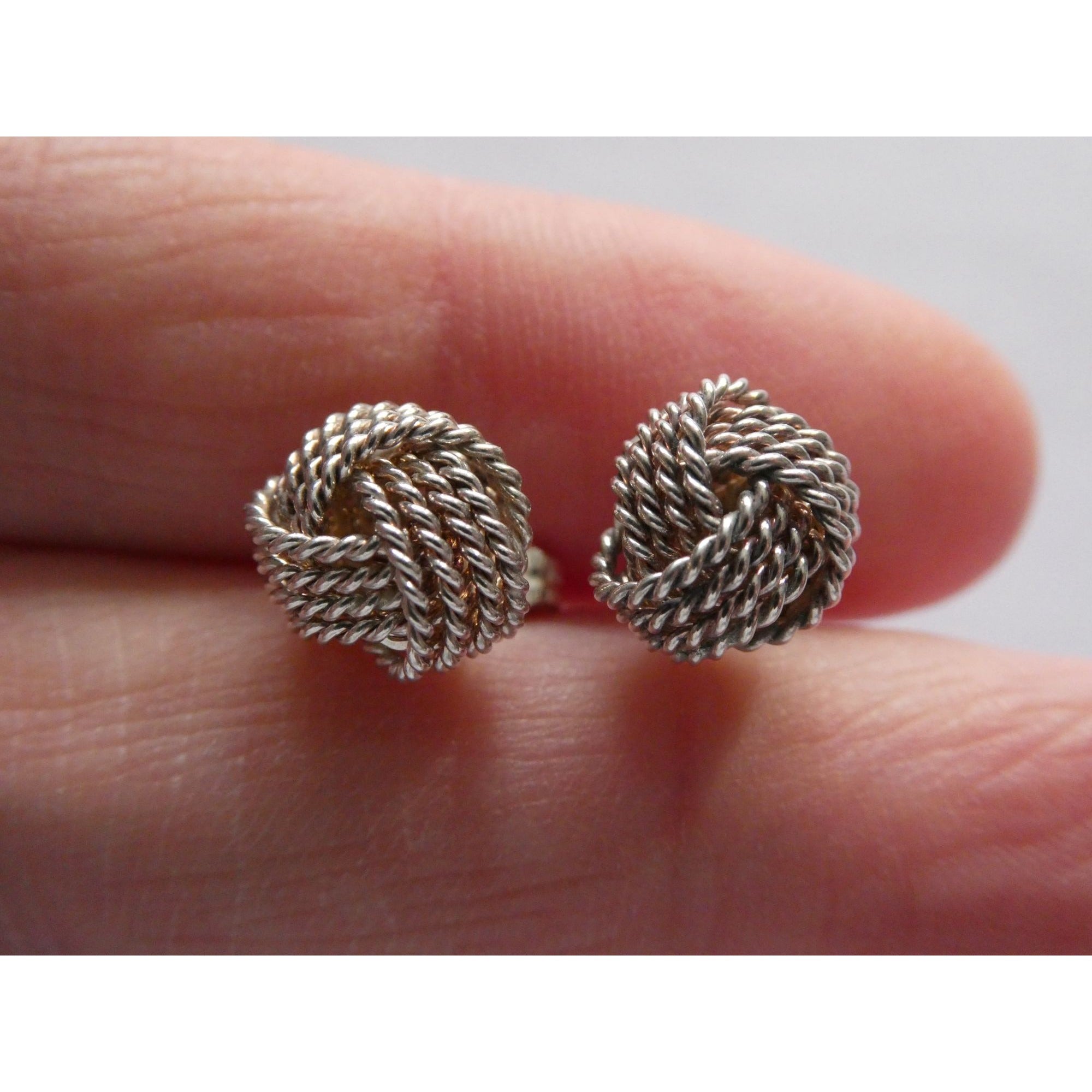 Tiffany and Co. Somerset Sterling Silver Twist Knot Earrings 925 2.6g 9.7mm Diam