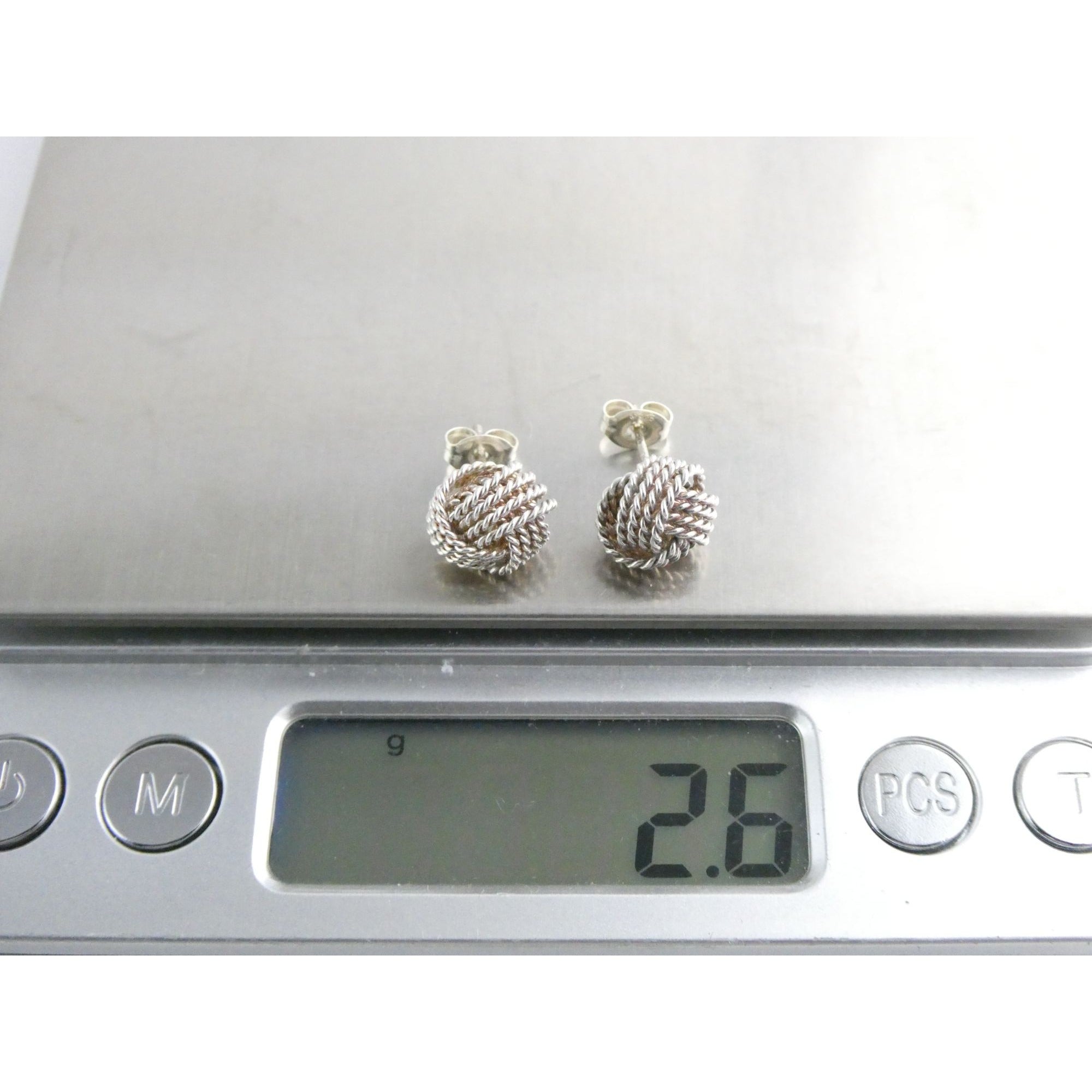 Tiffany and Co. Somerset Sterling Silver Twist Knot Earrings 925 2.6g 9.7mm Diam