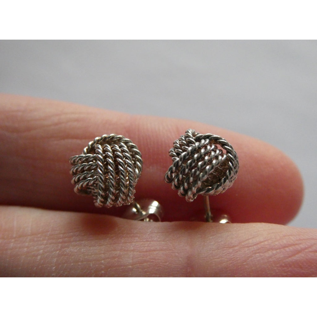Tiffany and Co. Somerset Sterling Silver Twist Knot Earrings 925 2.6g 9.7mm Diam