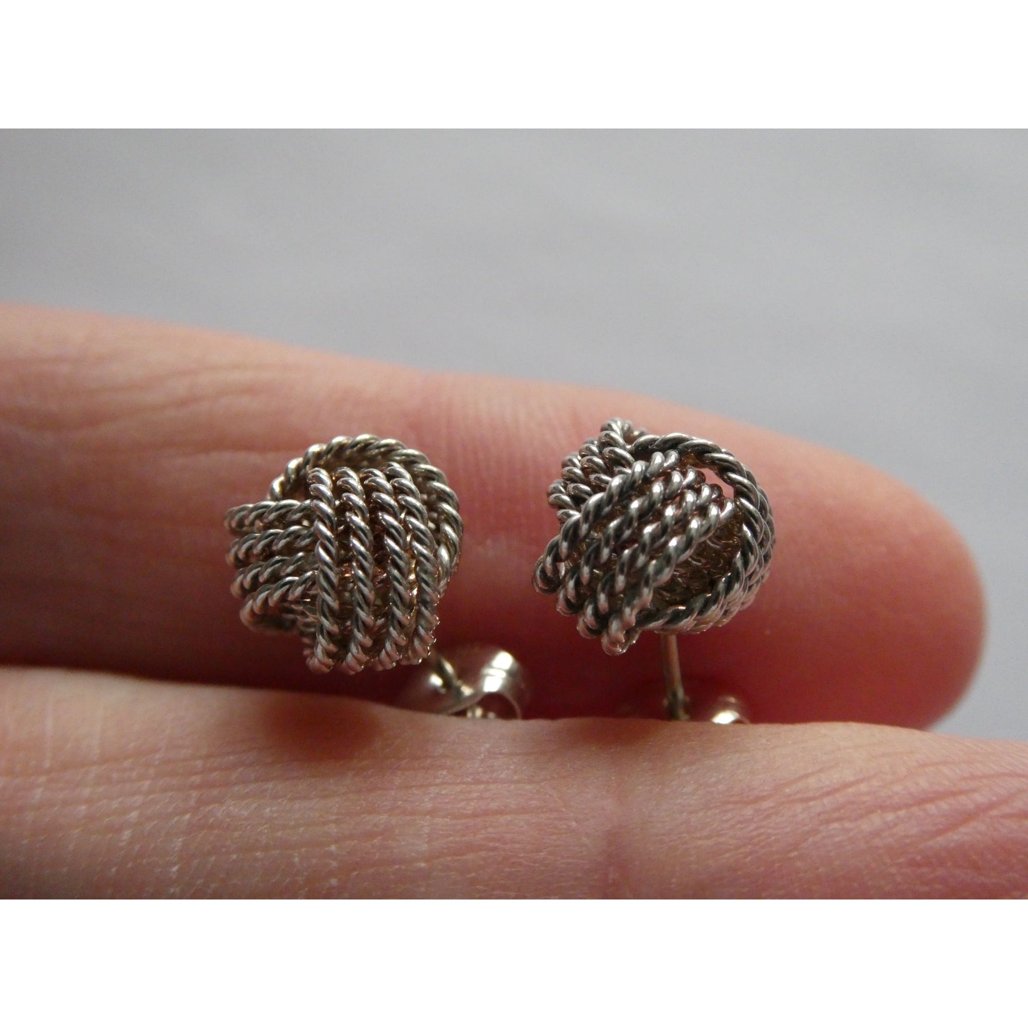 Tiffany and Co. Somerset Sterling Silver Twist Knot Earrings 925 2.6g 9.7mm Diam