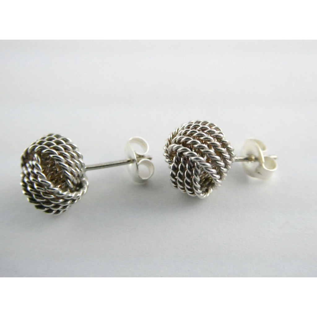 Tiffany and Co. Somerset Sterling Silver Twist Knot Earrings 925 2.6g 9.7mm Diam